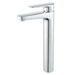 GoodHome Cavally Tall Gloss Chrome Effect Round Deck-mounted Manual Sink Or Worktop Mono Mixer Tap
