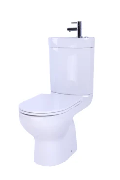 GoodHome Cavally White Close-coupled Toilet, Basin & Tap Pack