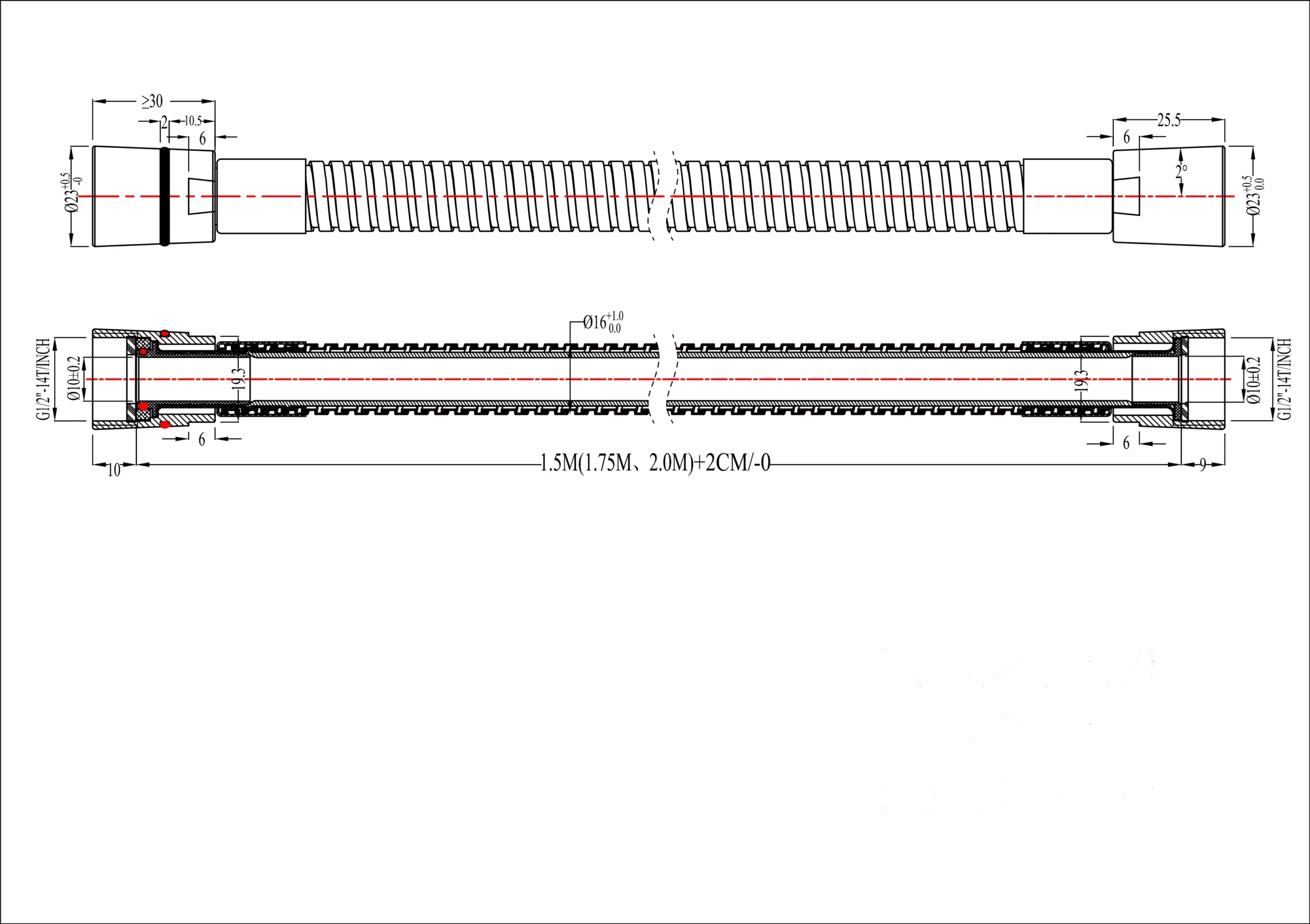 GoodHome Chrome Effect Brass & Polyvinyl Chloride (PVC) Shower Hose, (L)1.5m - Image 4