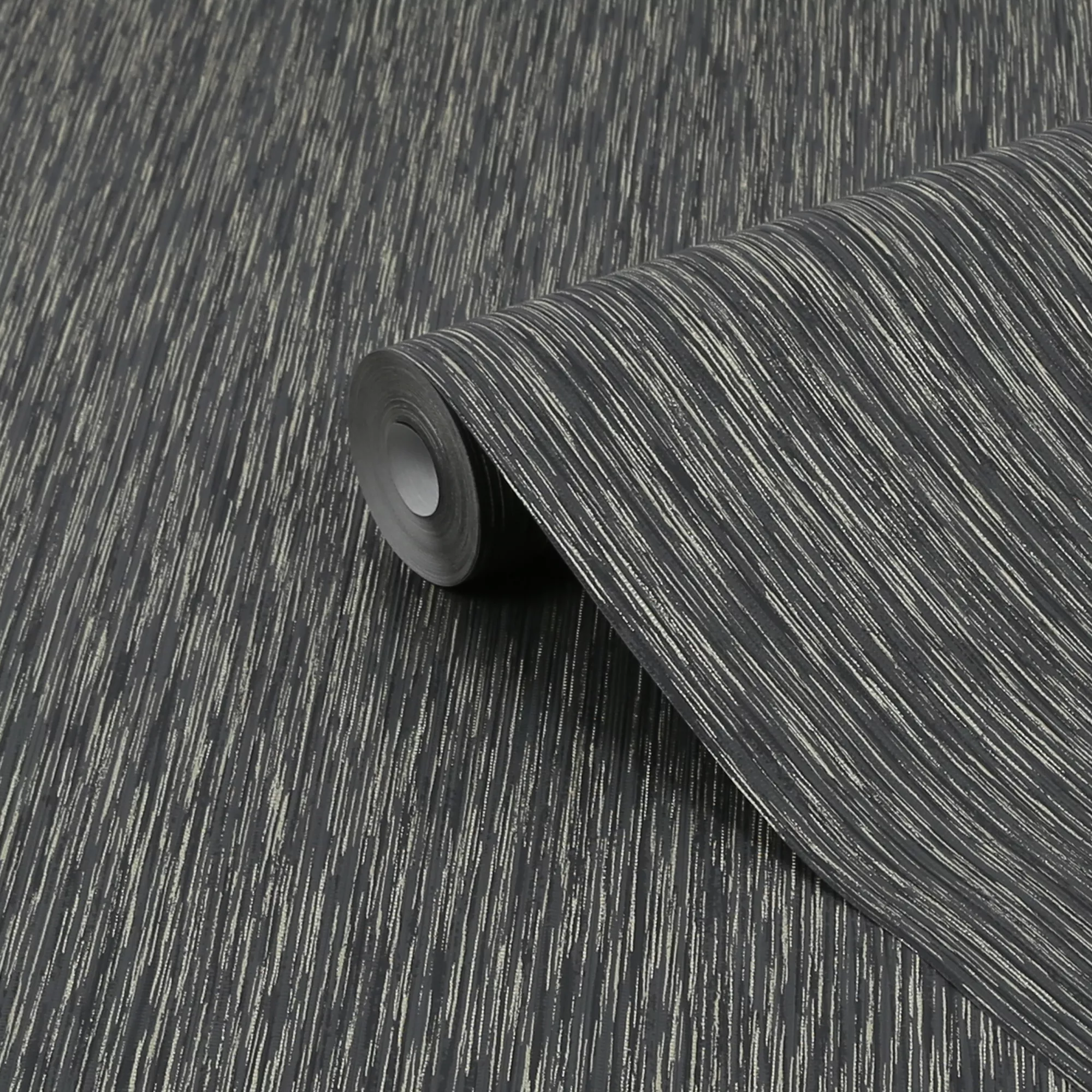 GoodHome Ciral Black Plains Metallic Effect Textured Wallpaper