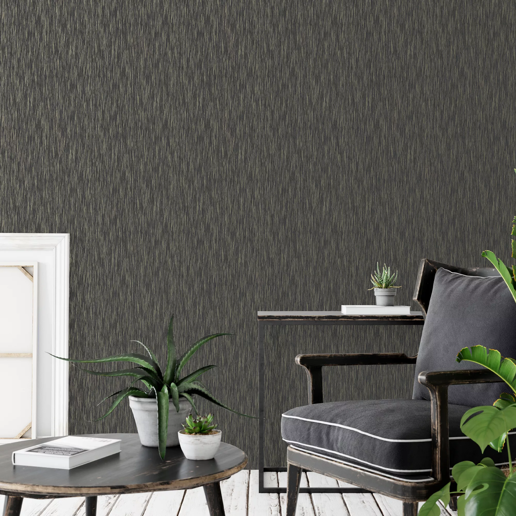 GoodHome Ciral Black Plains Metallic Effect Textured Wallpaper - Image 5