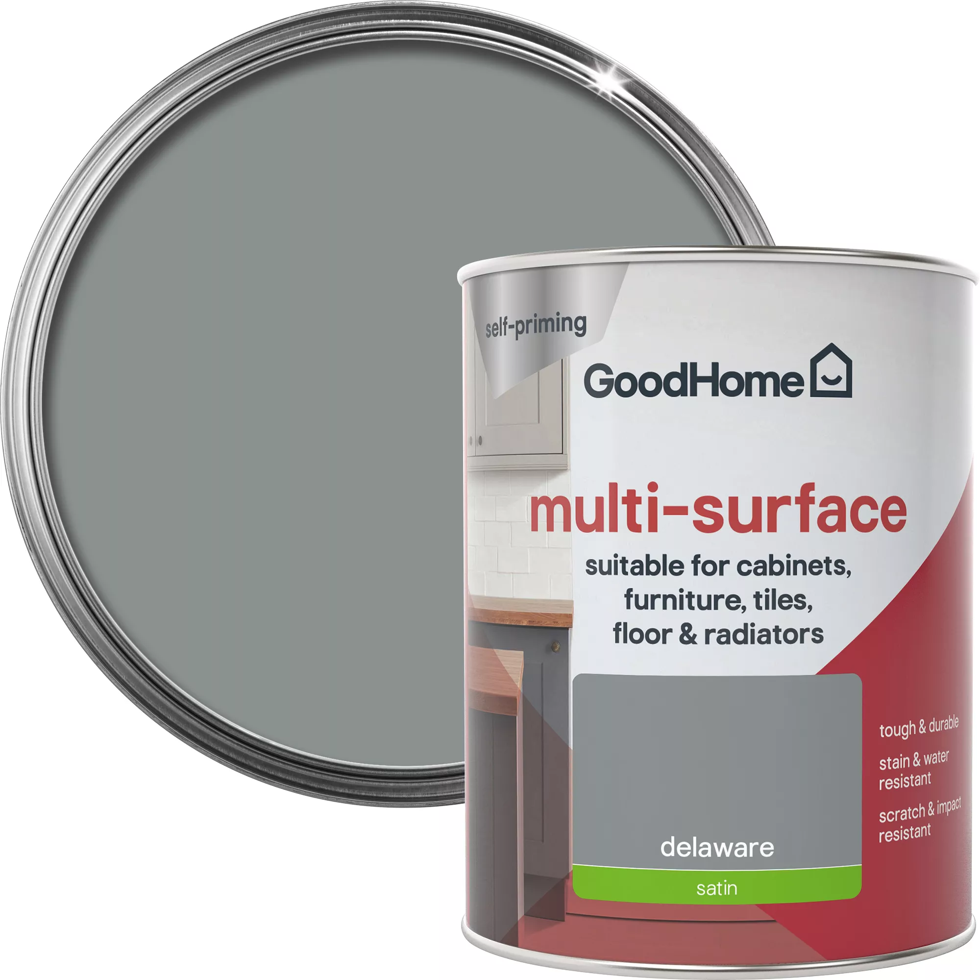 GoodHome Durable Delaware Satin Multi-surface Paint, 750ml