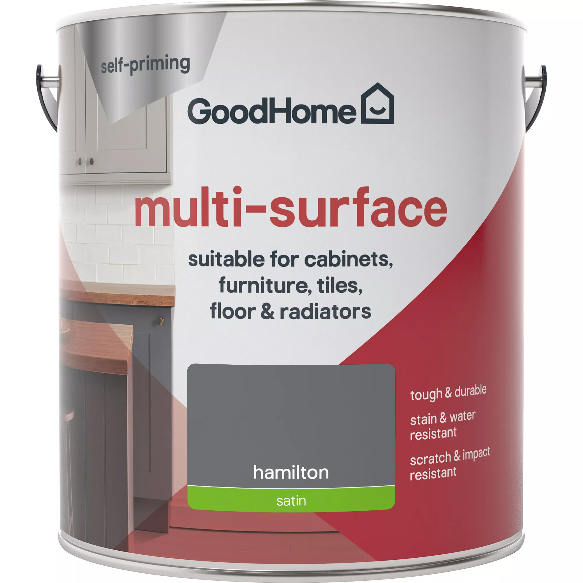 GoodHome Durable Hamilton Satin Multi-surface Paint, 2L - Image 3