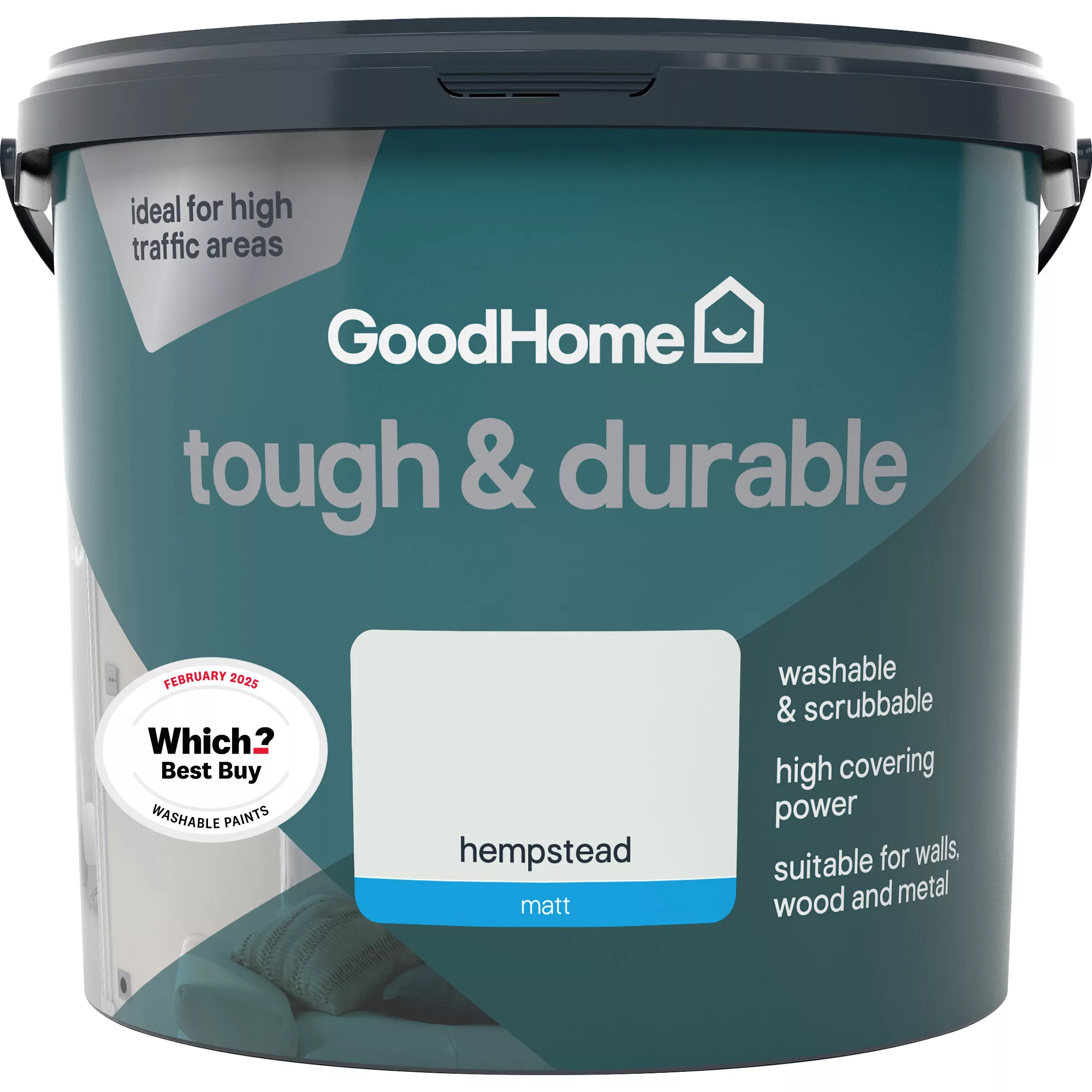 GoodHome Durable Hempstead Matt Emulsion Paint, 5L - Image 3