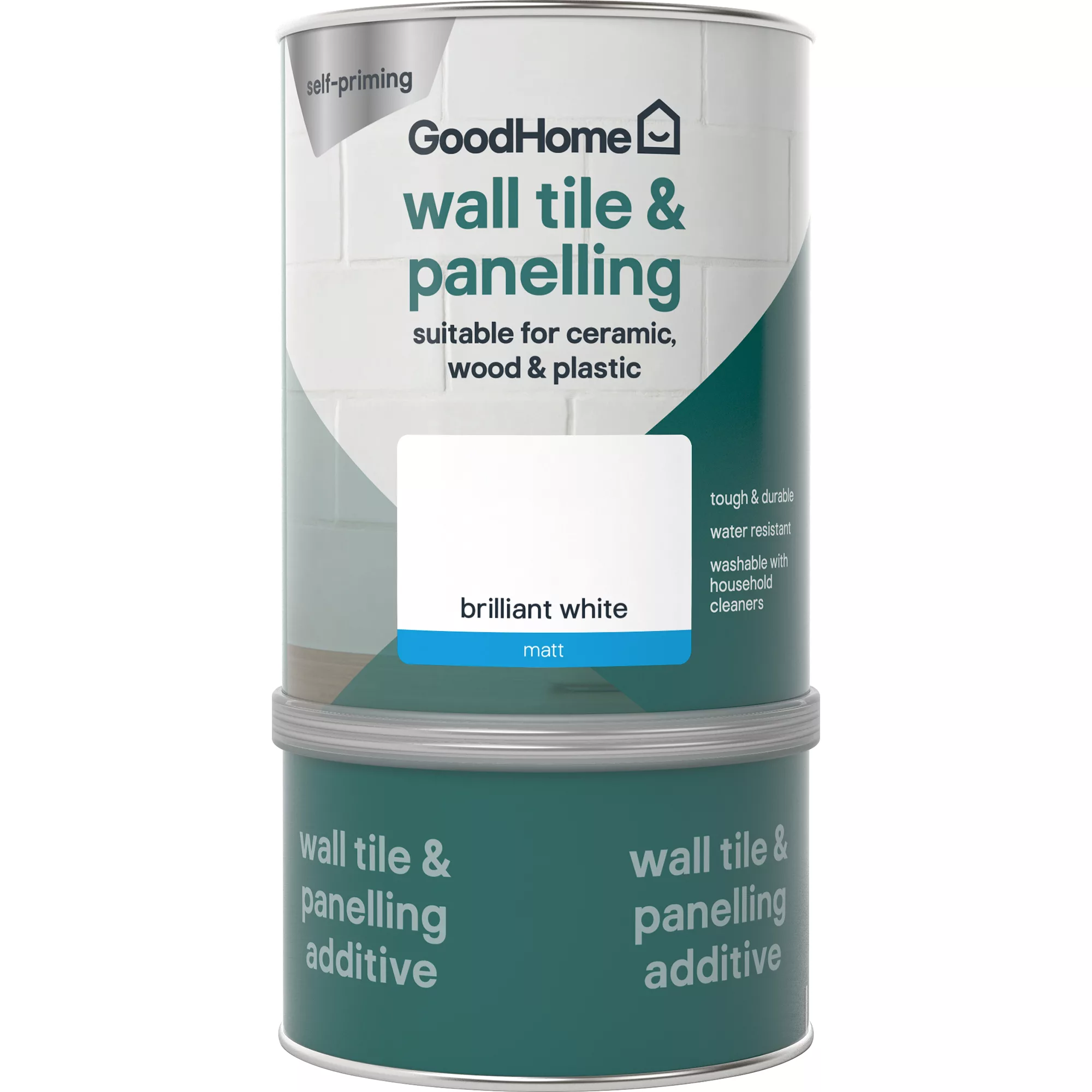 GoodHome Durable North Pole (Brilliant White) Matt Wall Tile & Panelling Paint, 750ml - Image 2