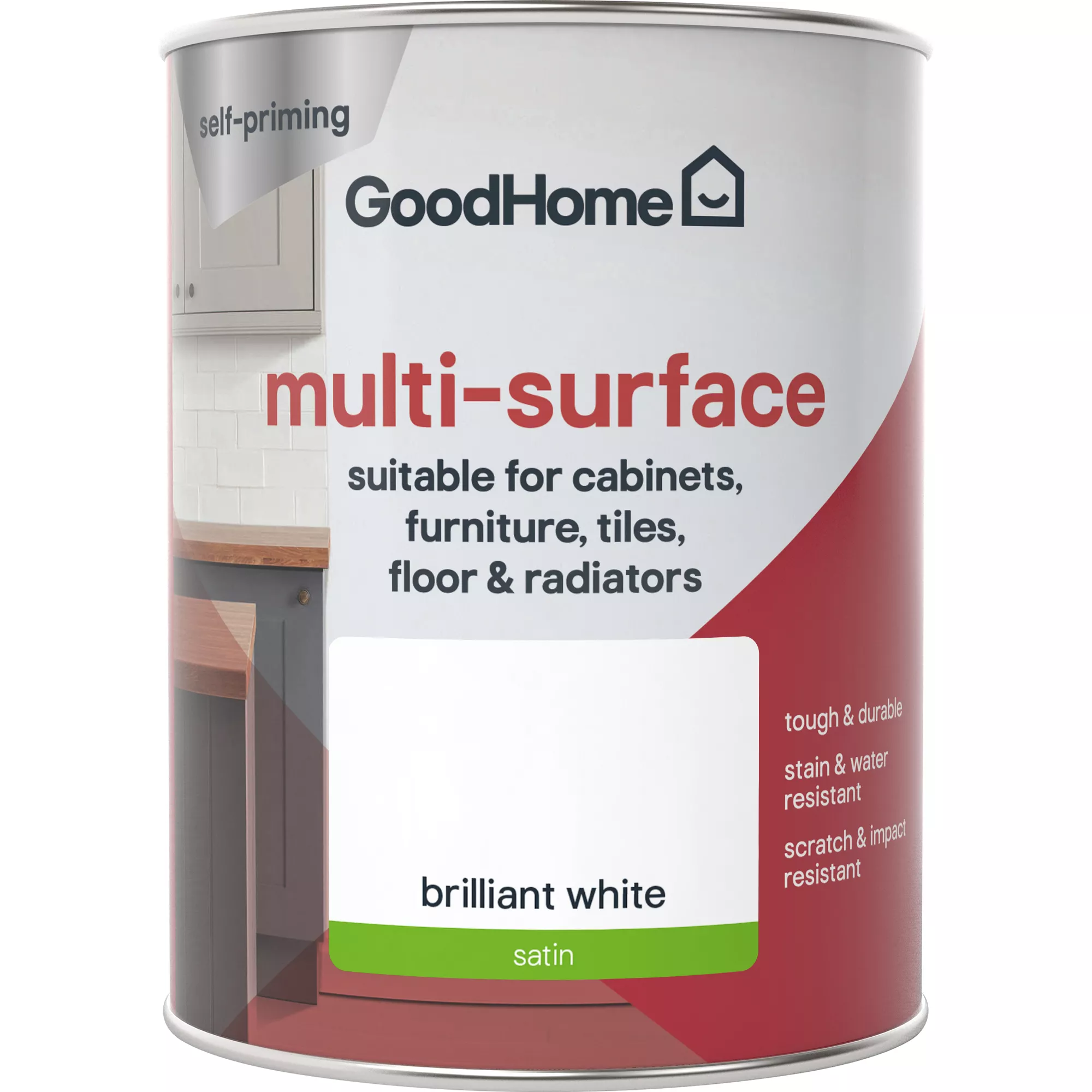GoodHome Durable North Pole (Brilliant White) Satin Multi-surface Paint, 750ml - Image 3