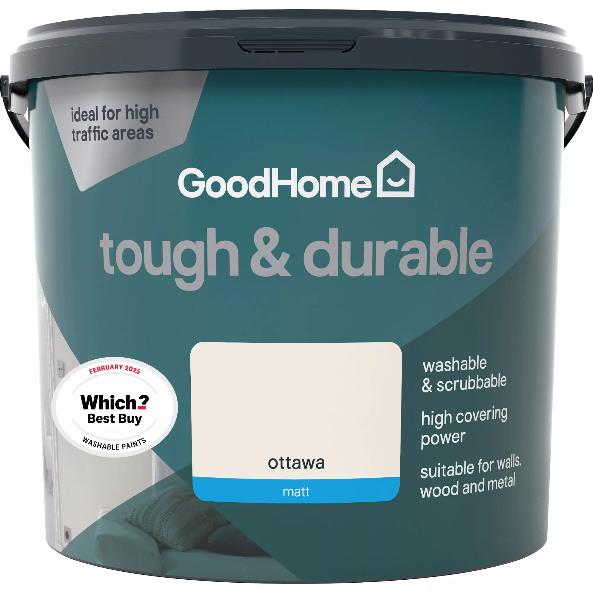 GoodHome Durable Ottawa Matt Emulsion Paint, 5L - Image 3