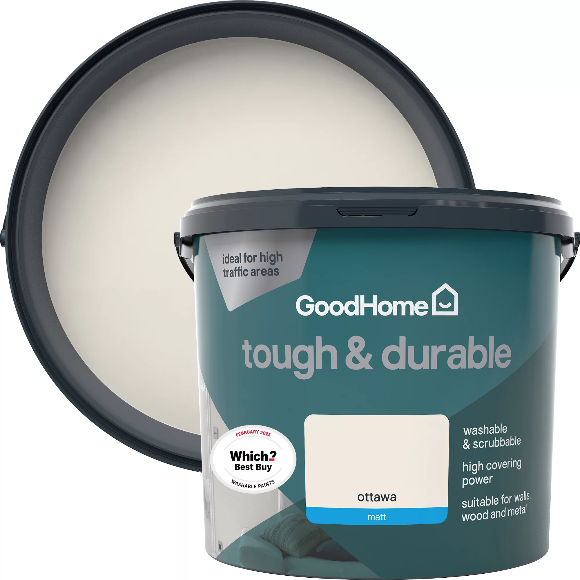 GoodHome Durable Ottawa Matt Emulsion Paint, 5L