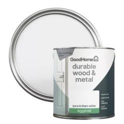 GoodHome Durable Pure Brilliant White Eggshell Metal & Wood Paint, 2.5L