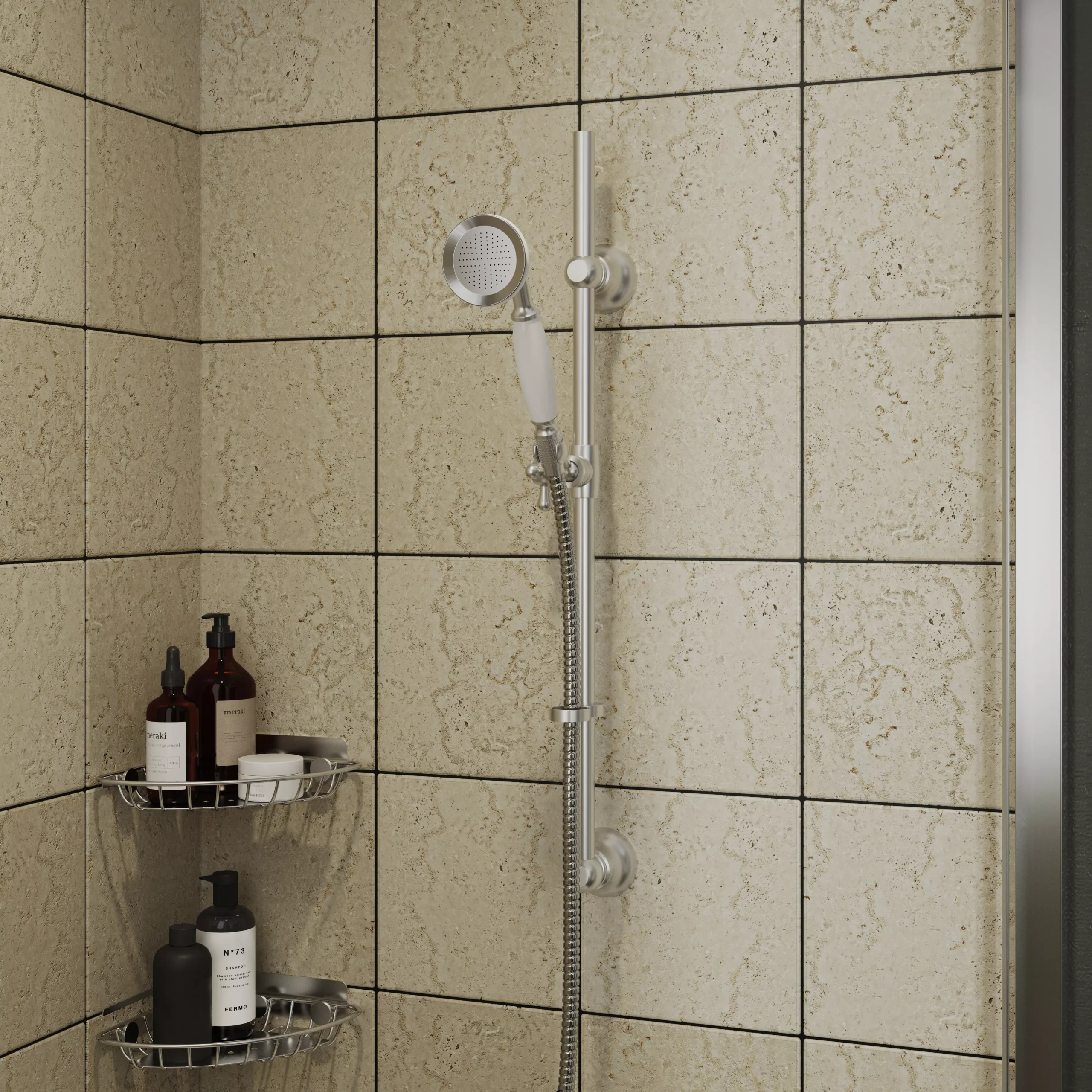 GoodHome Etel Chrome Effect Single-spray Pattern Wall-mounted Shower Kit - Image 4