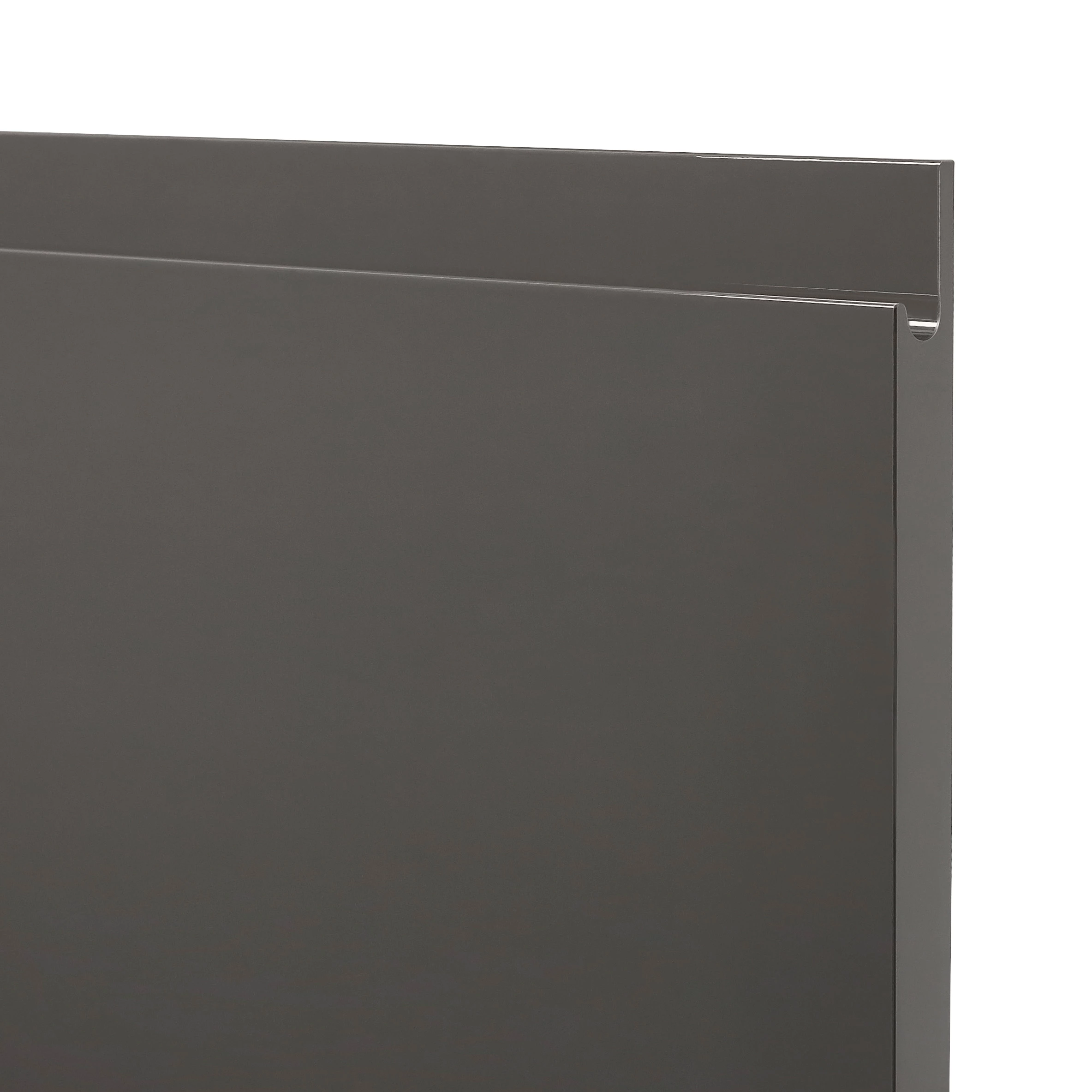 GoodHome Garcinia Gloss Anthracite Integrated Handle 70:30 Larder Cabinet Door (W)600mm (H)1287mm (T)19mm - Image 3