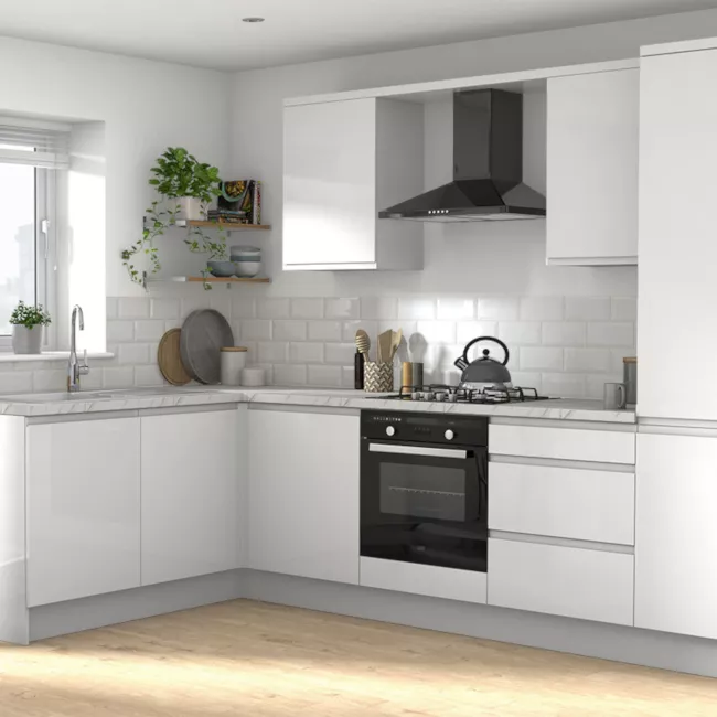 GoodHome Garcinia Gloss White Integrated Handle Base Kitchen Cabinet (W)500mm (H)720mm - Image 5