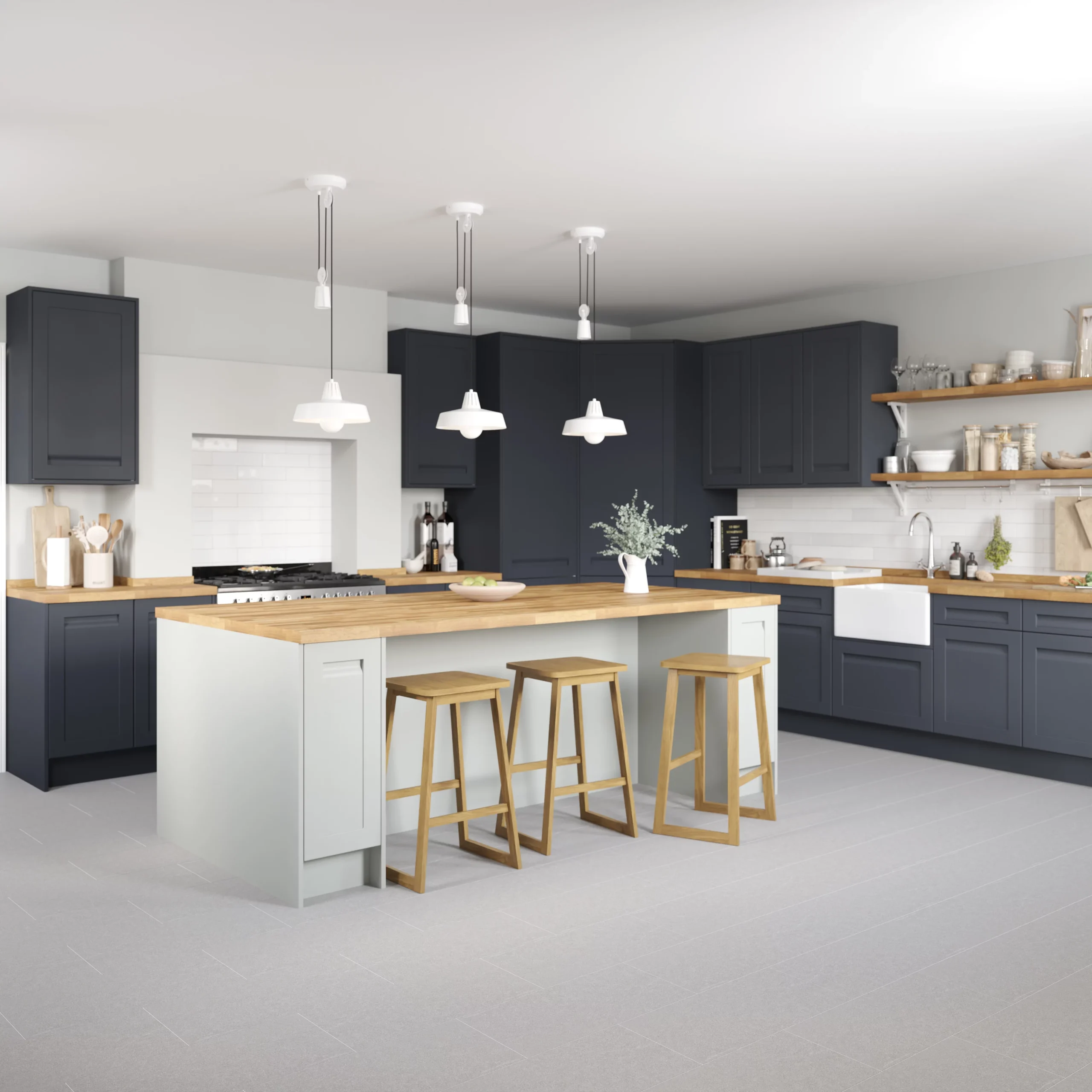 GoodHome Garcinia Matt Navy Blue Shaker Drawer Front, Bridging Door & Bi Fold Door, (W)1000mm (H)356mm (T)20mm - Image 5