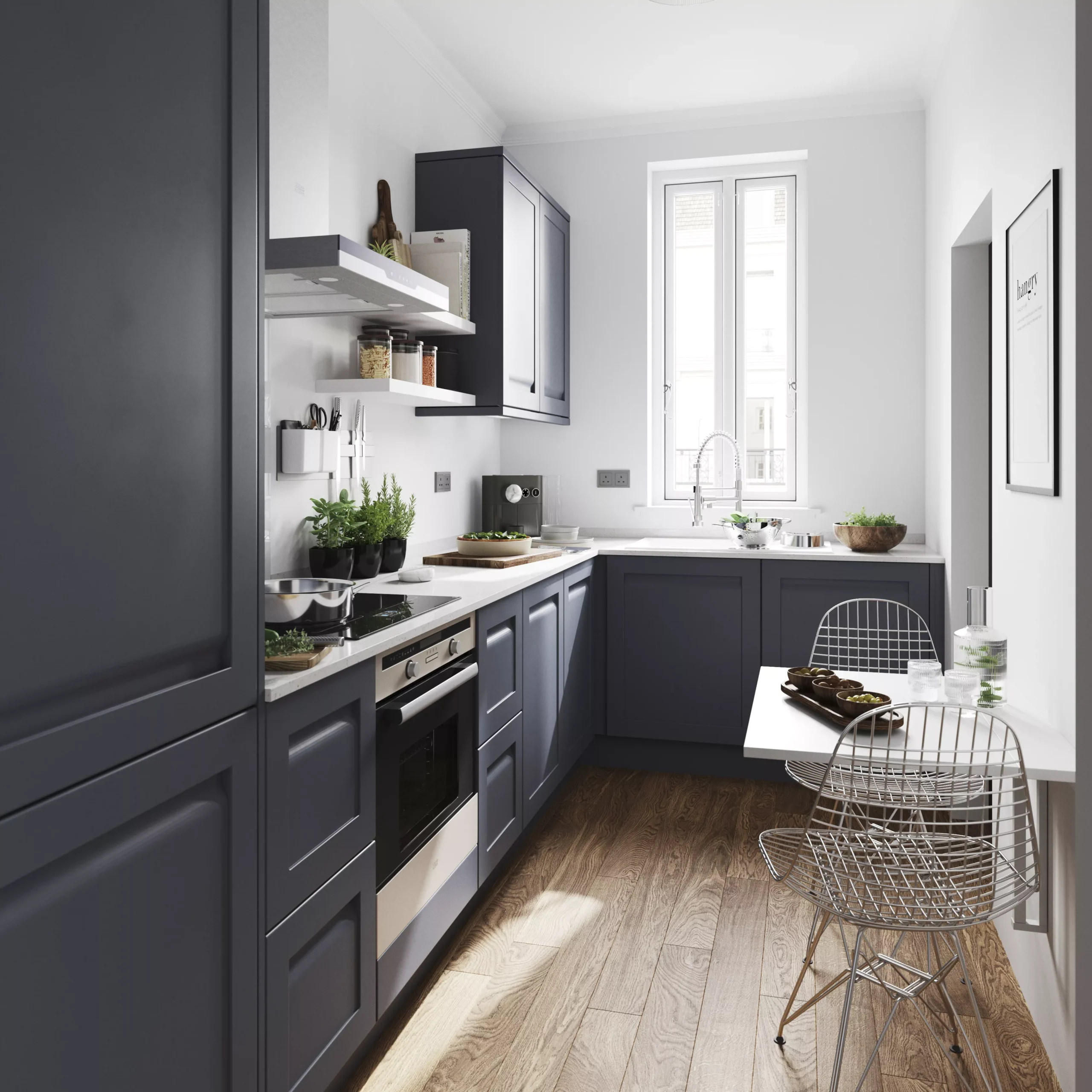 GoodHome Garcinia Matt Navy Blue Shaker Drawer Front, Bridging Door & Bi Fold Door, (W)1000mm (H)356mm (T)20mm - Image 7