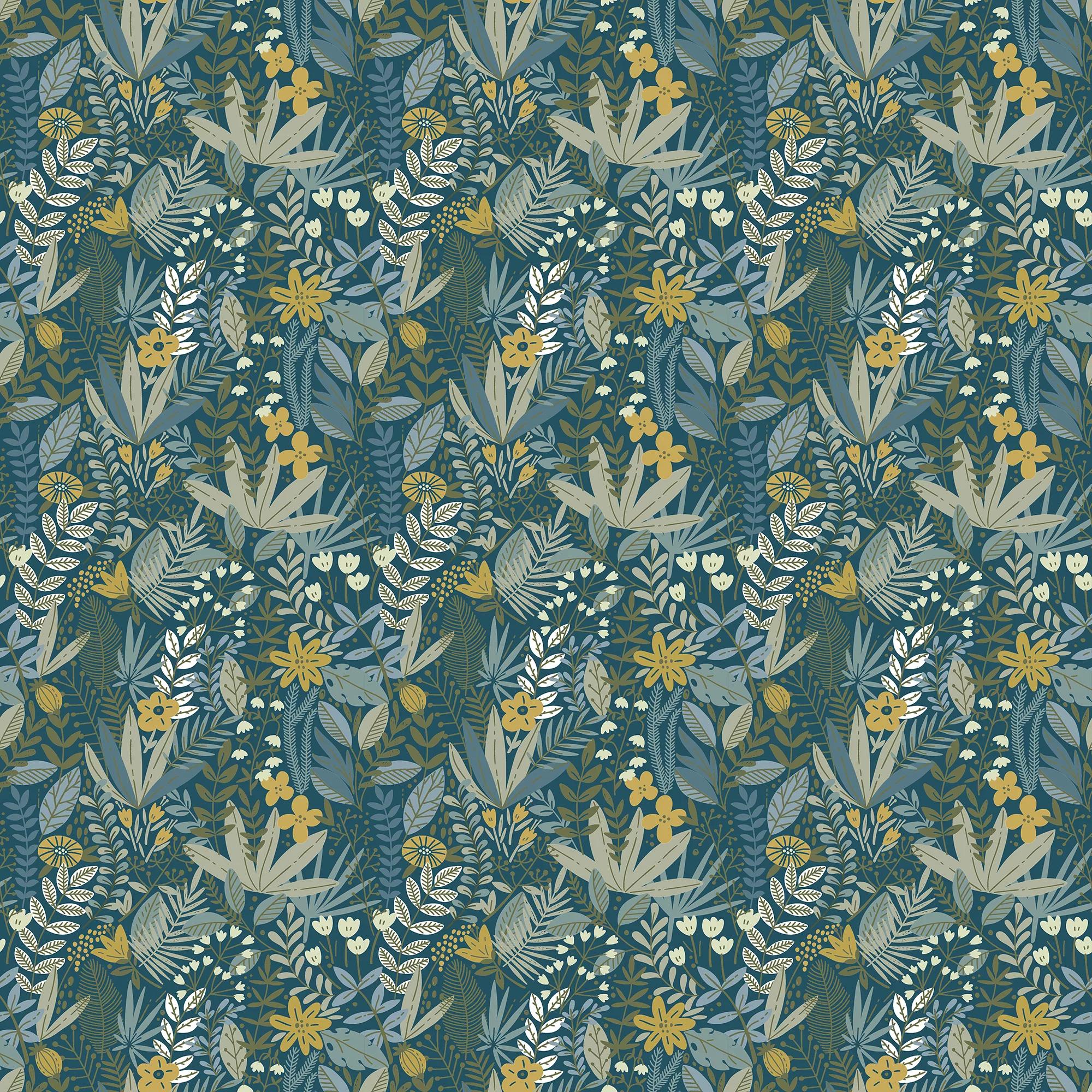 GoodHome Ghips Multicolour Naive Leaves Textured Wallpaper