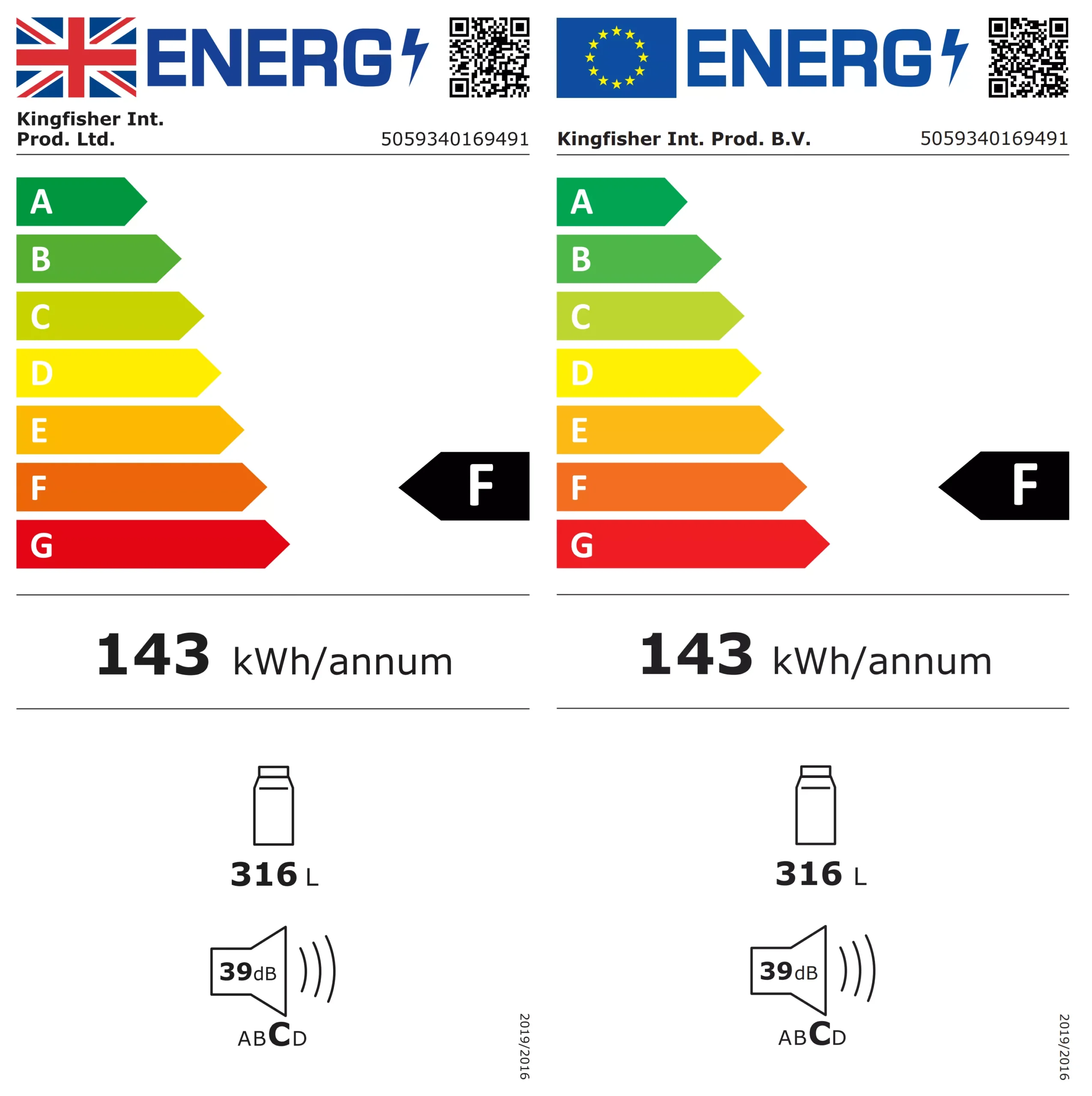 GoodHome GHUKBITF Integrated Fridge - Gloss White - Image 5