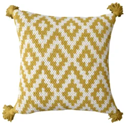 GoodHome Gunnar Yellow Geometric Indoor Cushion (L)45cm X (W)45cm