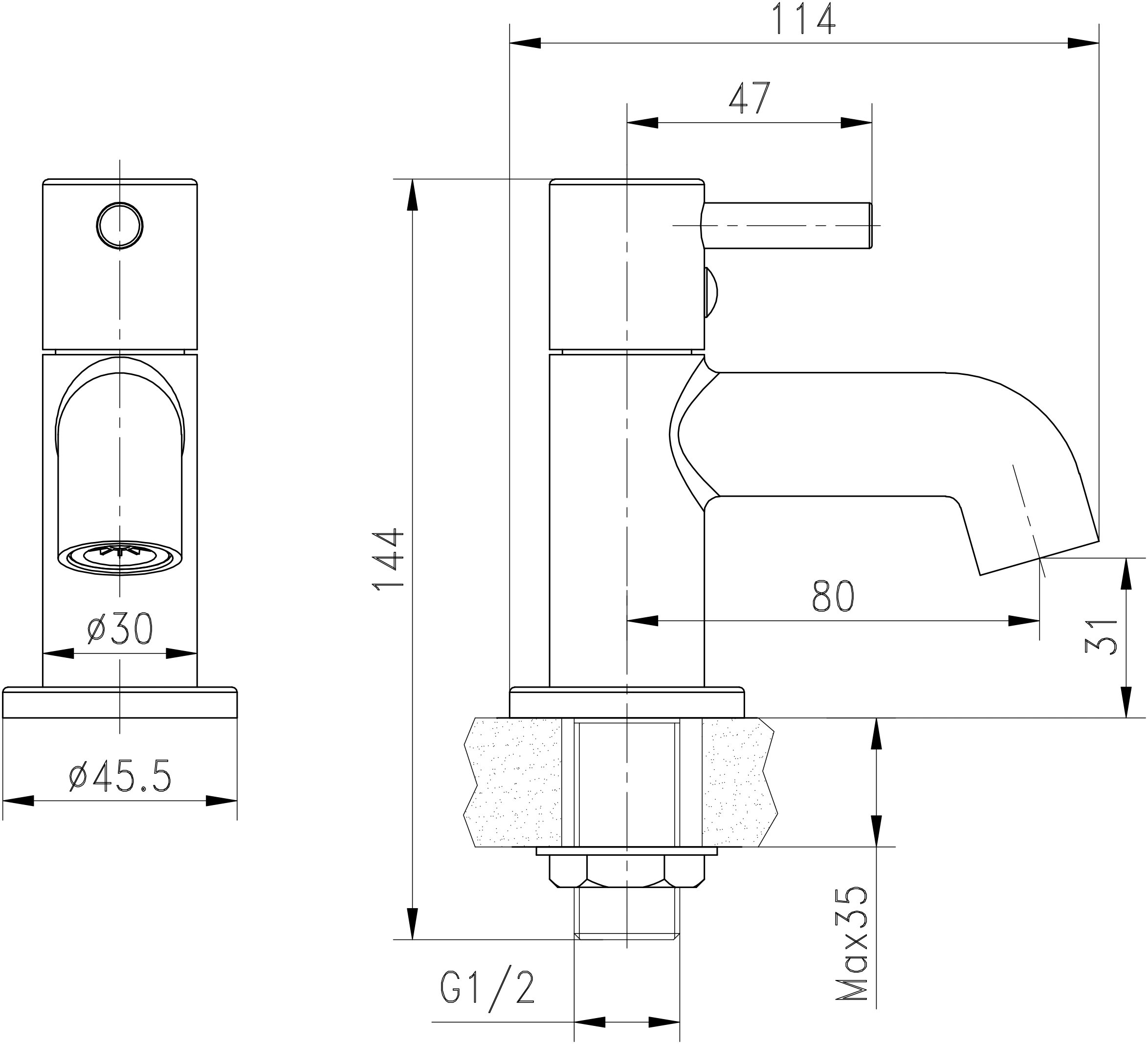 GoodHome Hoffell Contemporary Basin Pillar Tap - Image 5