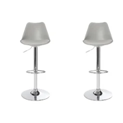 GoodHome Huito Light Grey Adjustable Swivel Bar Stool, Pack Of 2