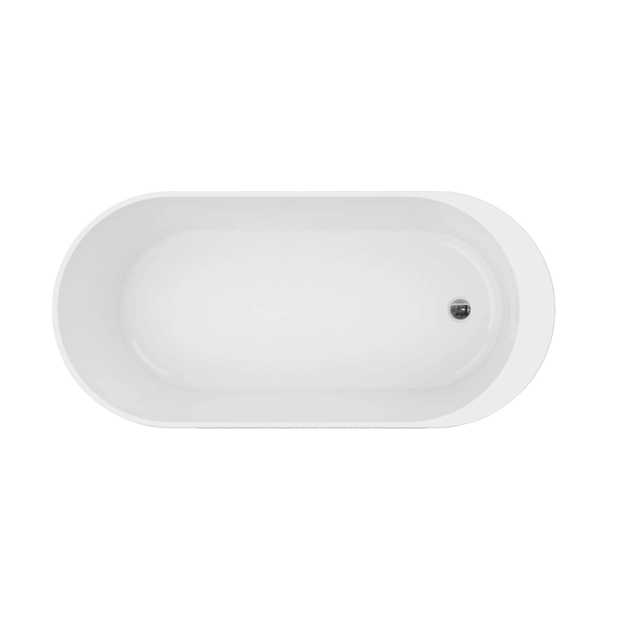 GoodHome Huron Gloss White Acrylic Oval Freestanding Bath (L)1700mm (W)750mm - Image 2