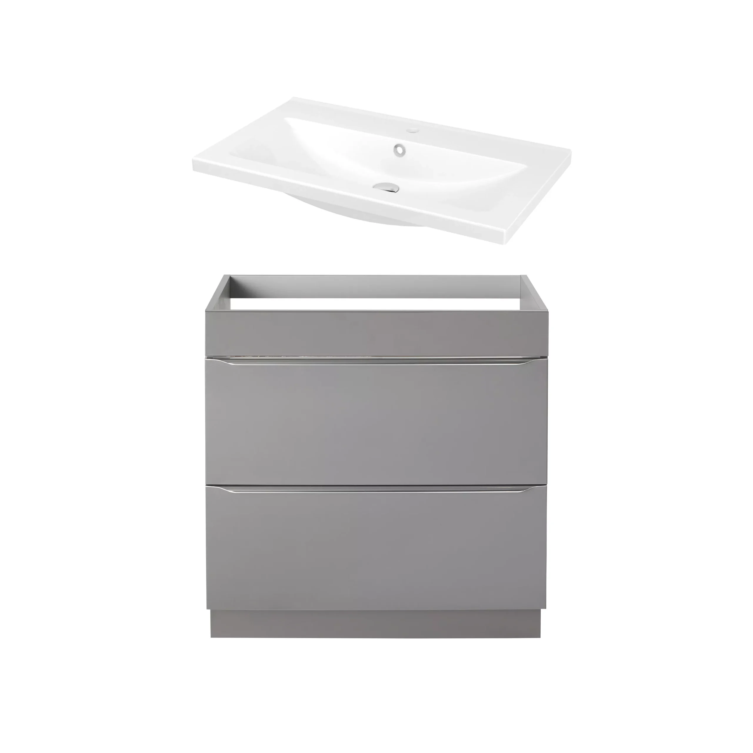 GoodHome Imandra Gloss Anthracite Freestanding Vanity Unit & Basin Set (W)804mm (H)944mm