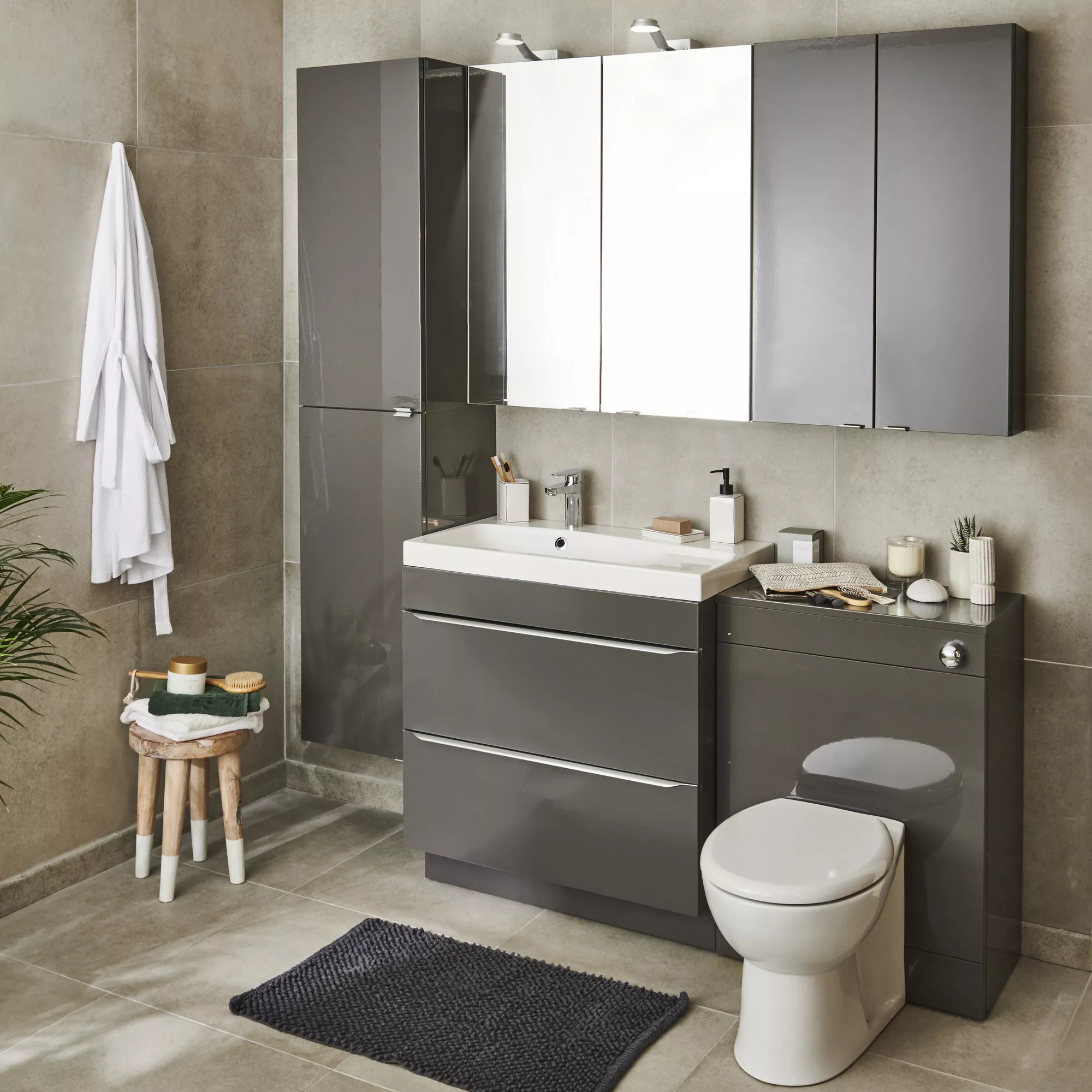 GoodHome Imandra Gloss Anthracite Wall-mounted Bathroom Cabinet (W)600mm (H)900mm - Image 9