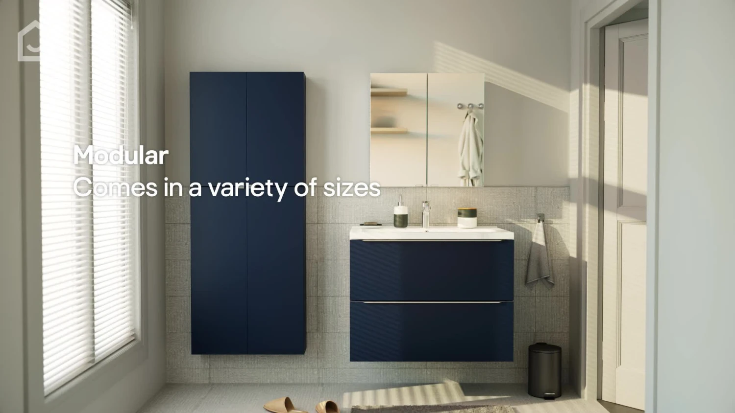 GoodHome Imandra Gloss Grey Glass & Wood Wall-mounted Bathroom Corner Shelf, (L)340mm (D)360mm (H) 900mm - Image 2