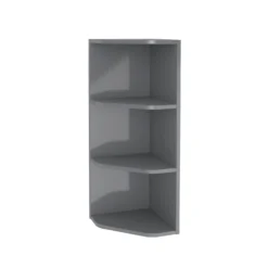 GoodHome Imandra Gloss Grey Glass & Wood Wall-mounted Bathroom Corner Shelf, (L)340mm (D)360mm (H) 900mm