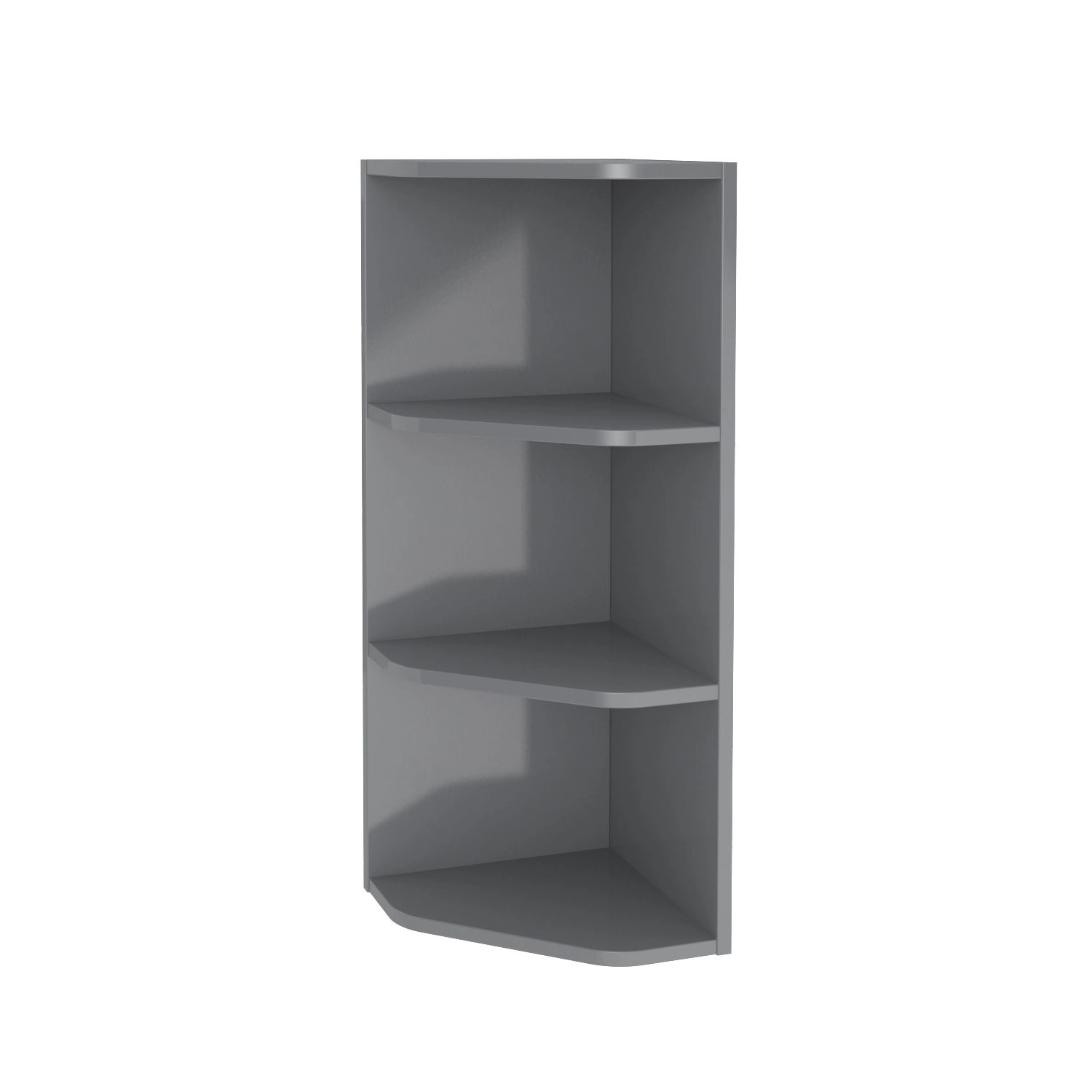 GoodHome Imandra Gloss Grey Glass & Wood Wall-mounted Bathroom Corner Shelf, (L)340mm (D)360mm (H) 900mm