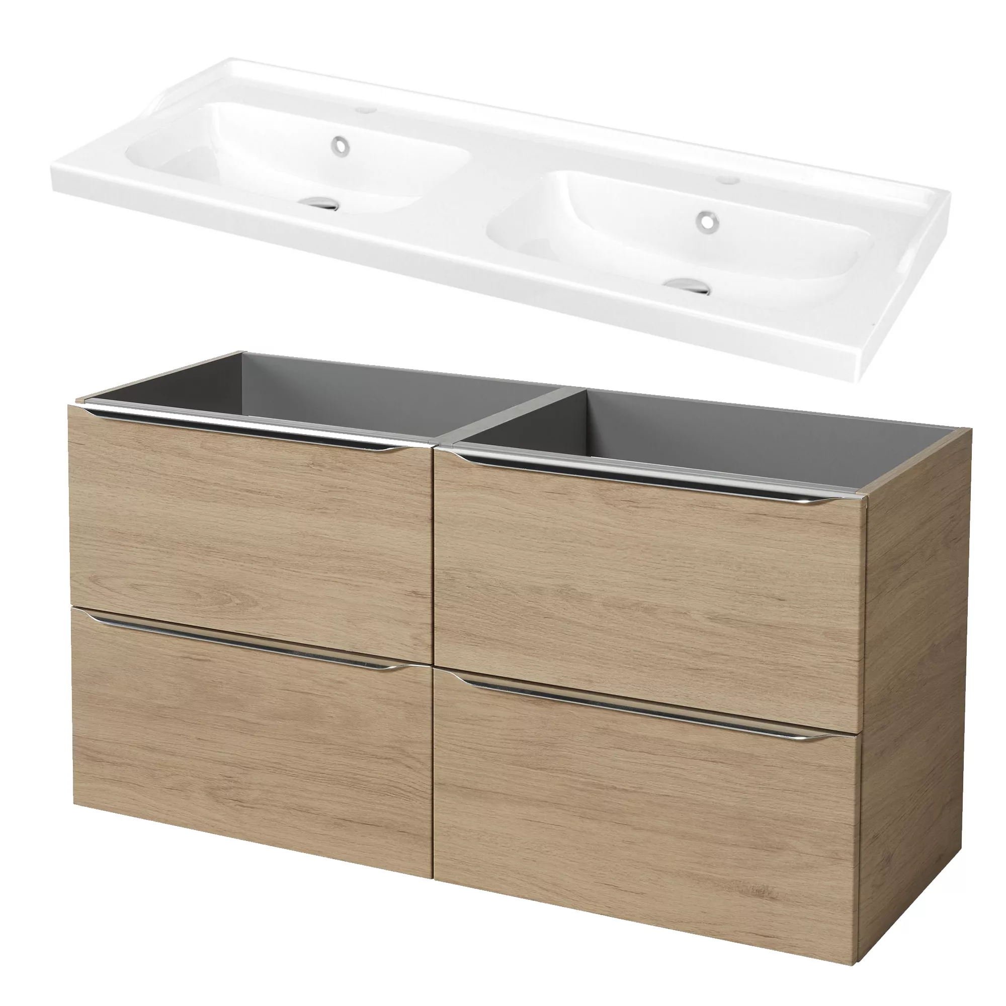 GoodHome Imandra & Lana Oak Effect Freestanding Vanity Unit & Basin Set (W)1204mm