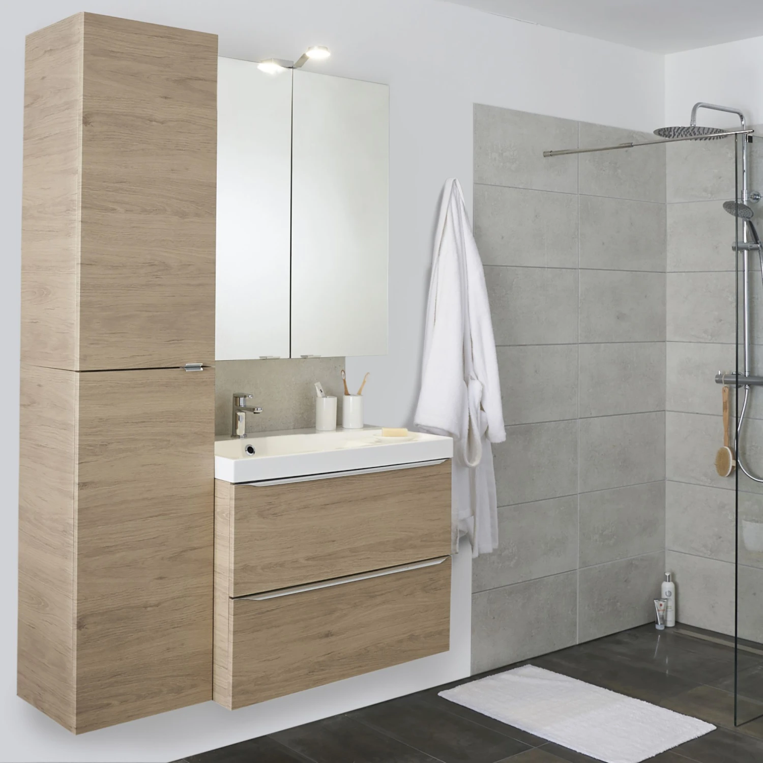 GoodHome Imandra & Mila Oak Effect Wall-mounted Vanity Unit & Basin Set (W)804mm - Image 5