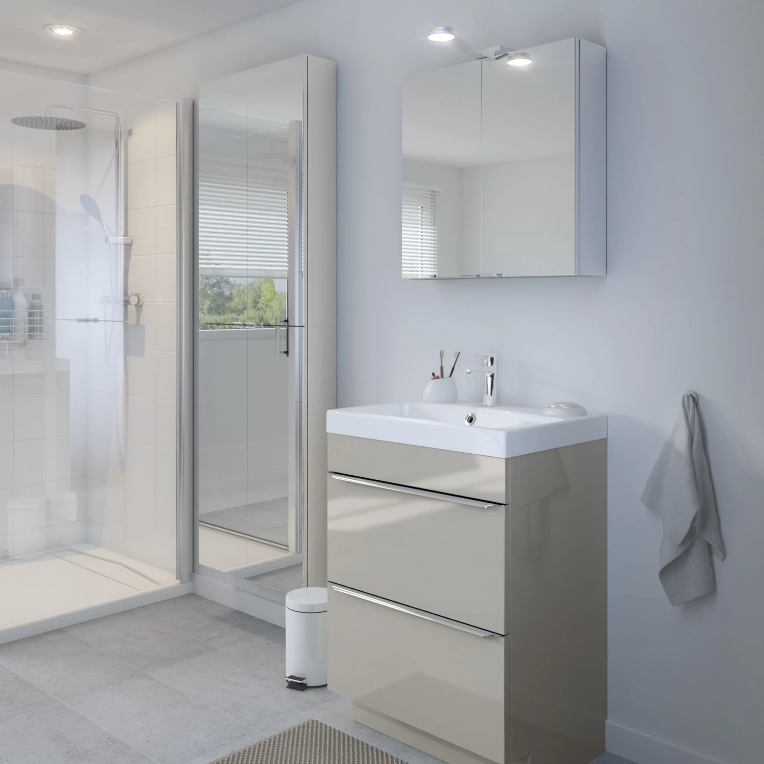 GoodHome Imandra & Mila Taupe Freestanding Vanity Unit & Basin Set (W)604mm - Image 6