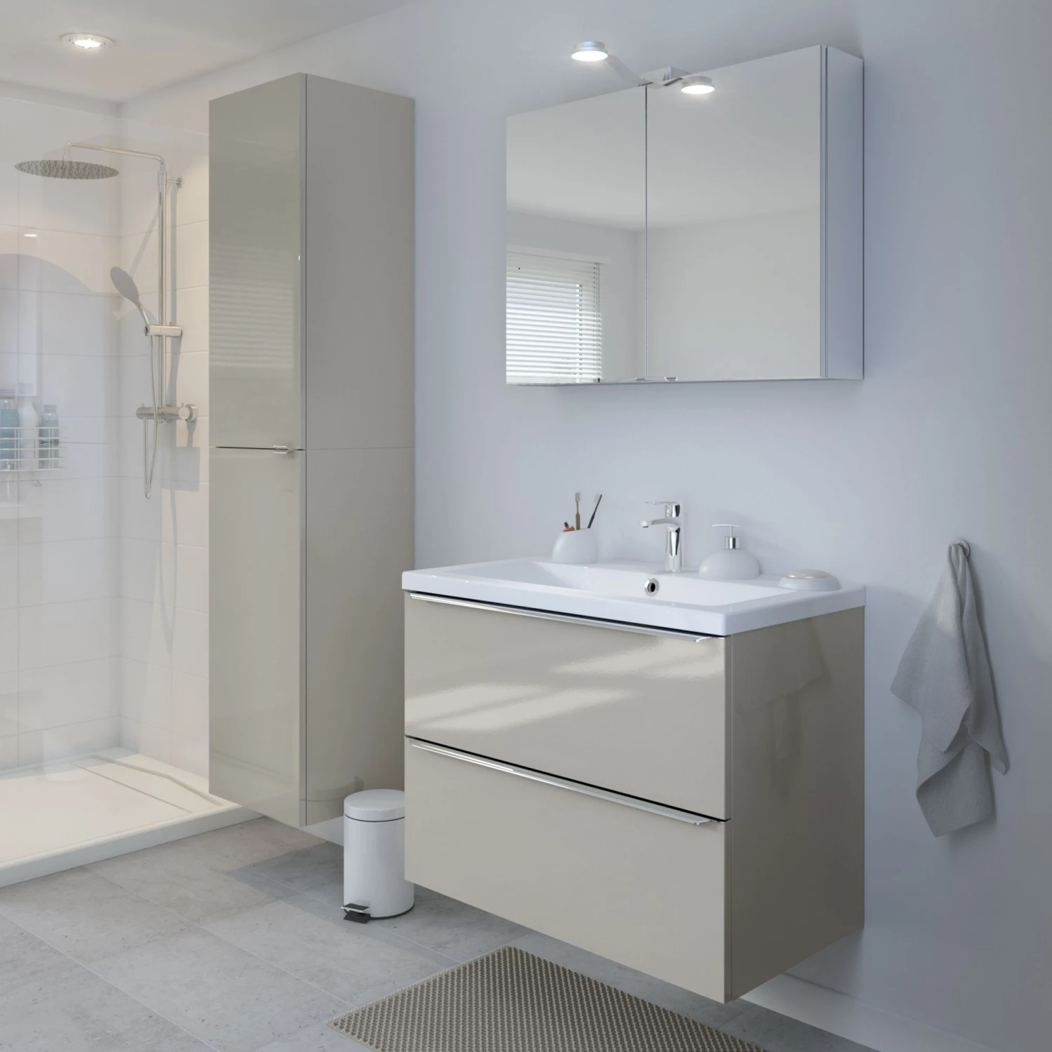 GoodHome Imandra & Mila Taupe Wall-mounted Vanity Unit & Basin Set (W)804mm - Image 4