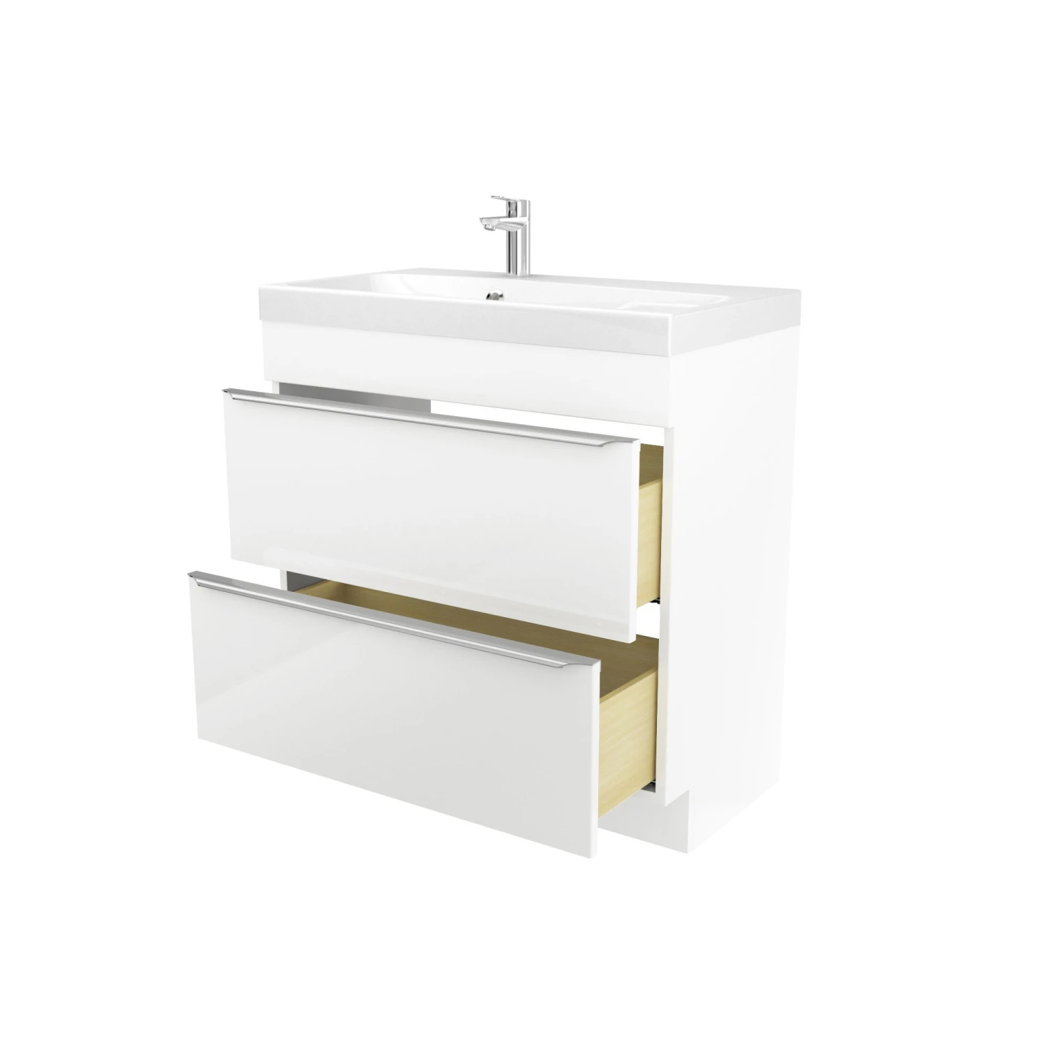 GoodHome Imandra & Mila White Freestanding Vanity Unit & Basin Set (W)804mm - Image 3