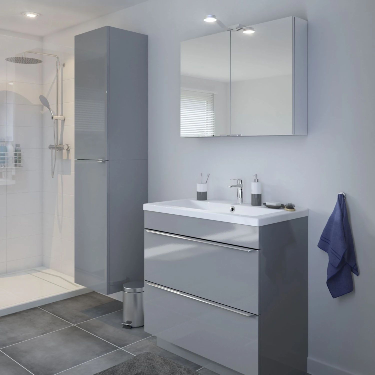 GoodHome Imandra & Nira Grey Freestanding Vanity Unit & Basin Set (W)804mm - Image 5