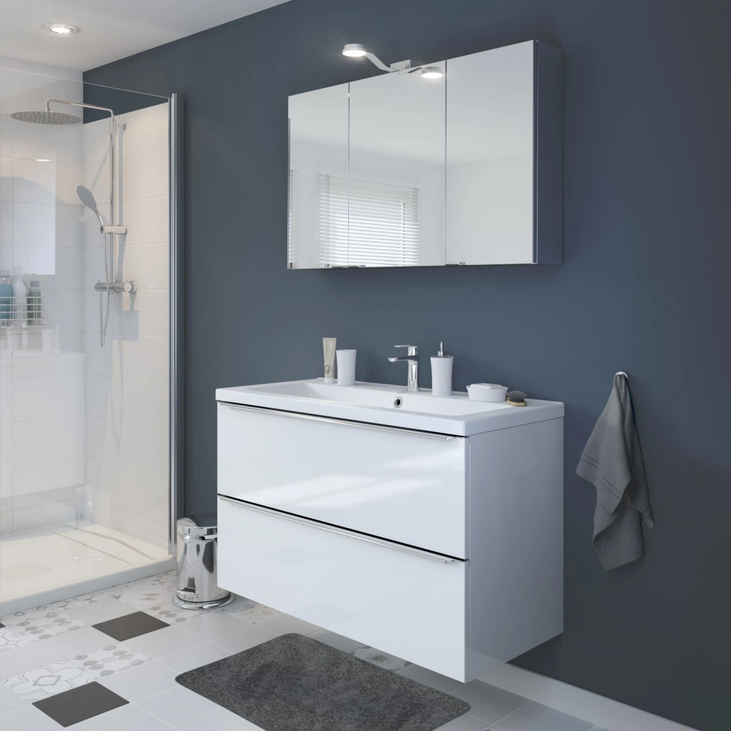 GoodHome Imandra & Nira White Wall-mounted Vanity Unit & Basin Set (W)1004mm - Image 7