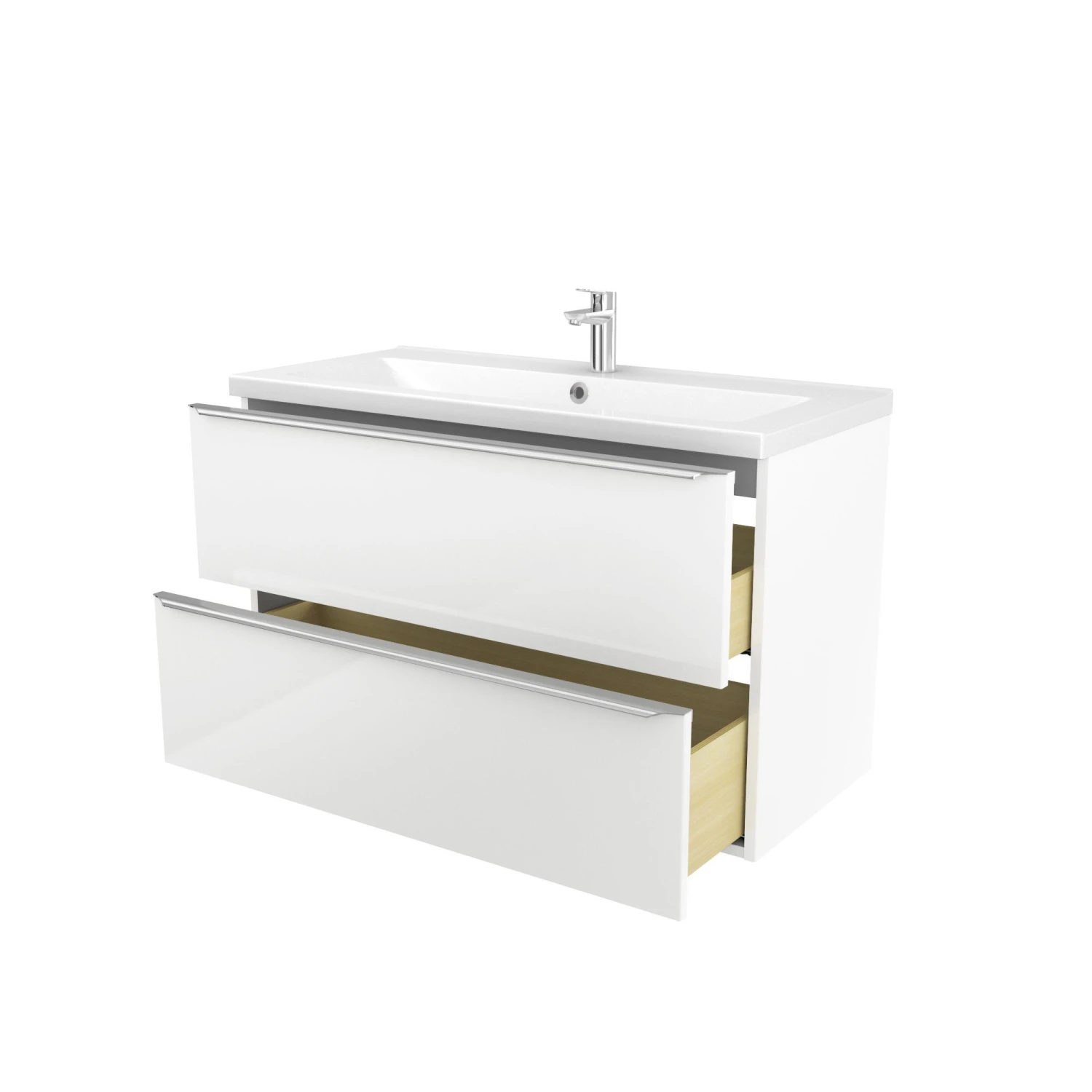 GoodHome Imandra & Nira White Wall-mounted Vanity Unit & Basin Set (W)1004mm - Image 5