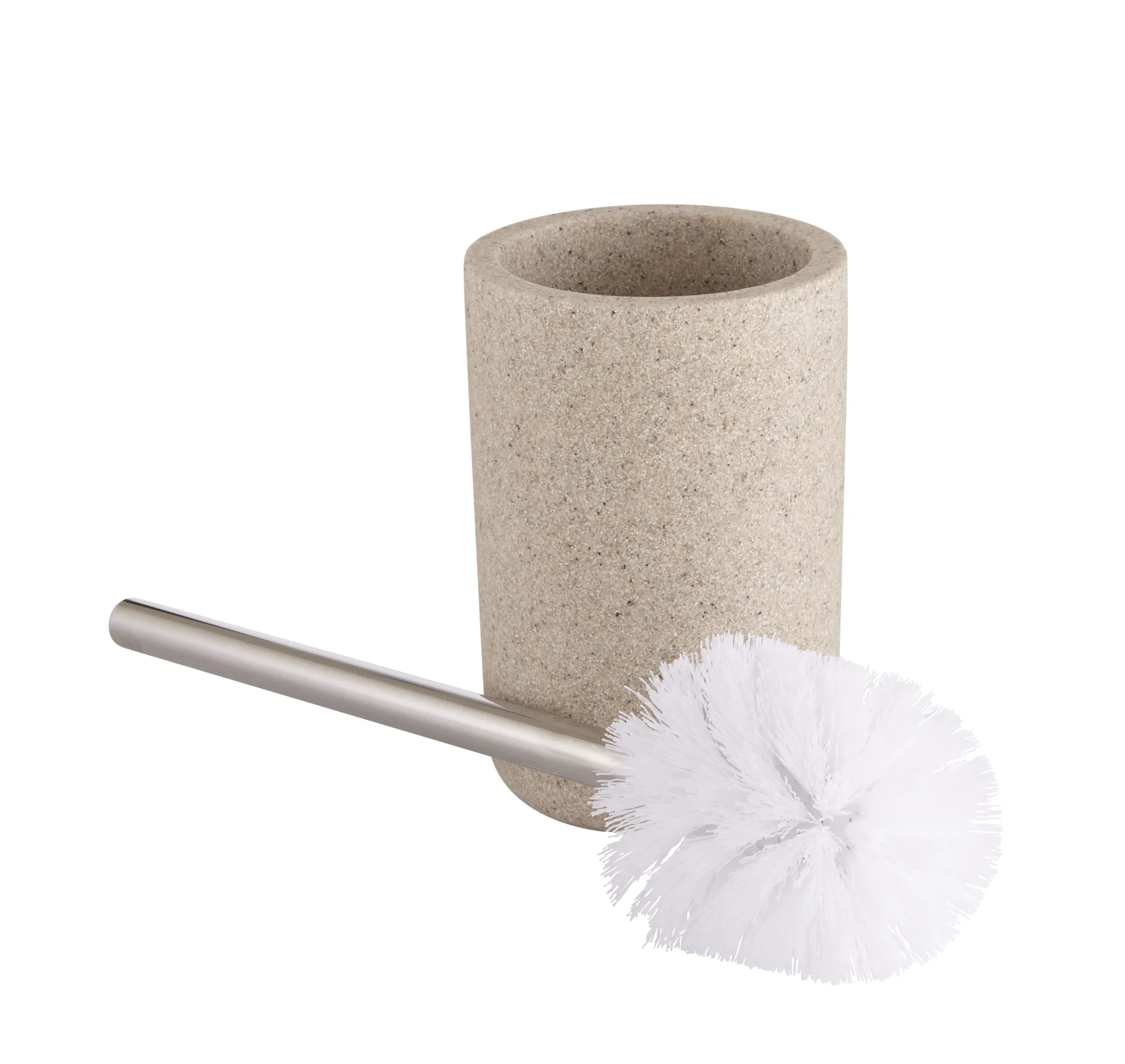 GoodHome Jubba Polymer Resin & Stainless Steel Sandstone Effect Toilet Brush & Holder - Image 2