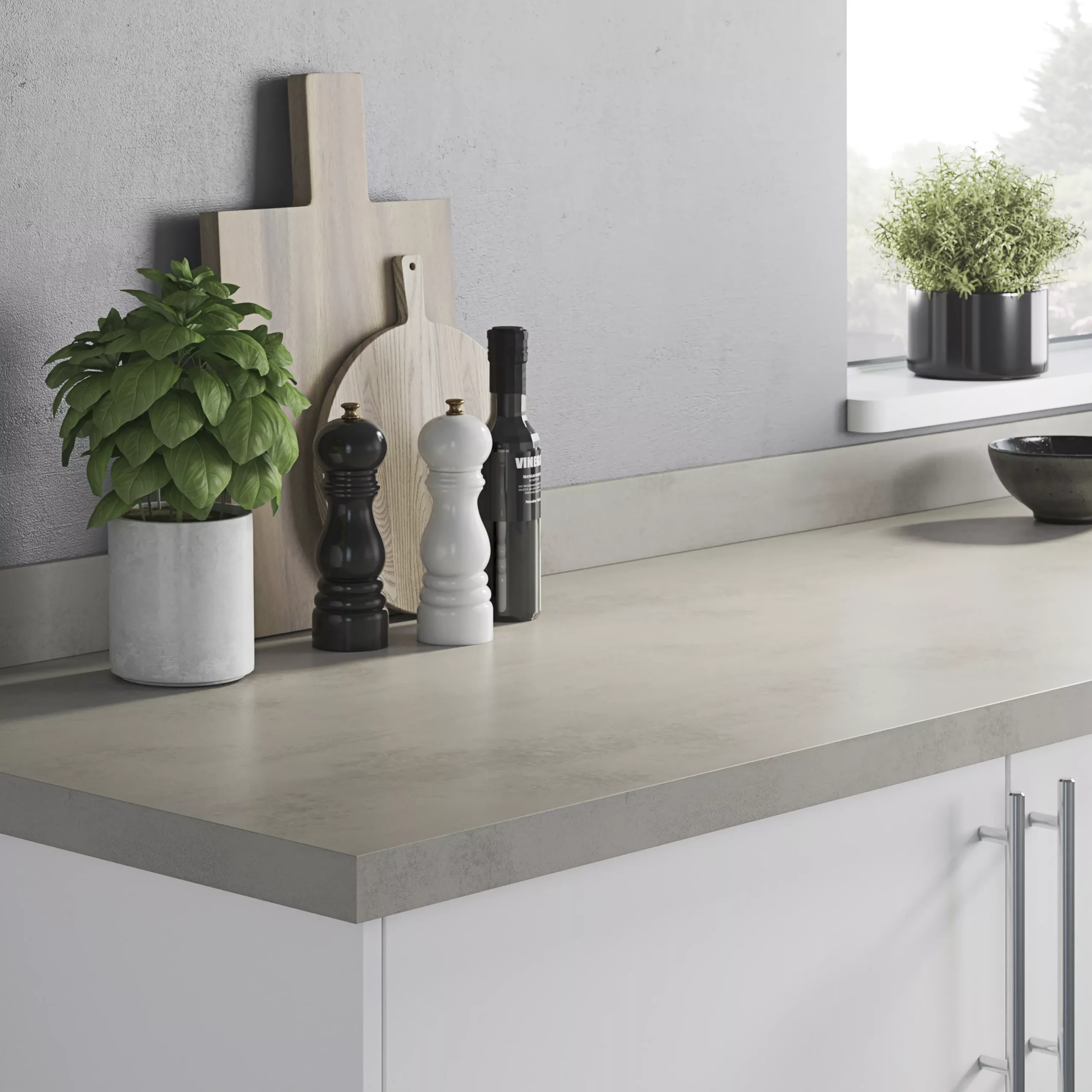 GoodHome Kala Light Grey Concrete Effect Laminate & Particle Board Upstand (L)3000mm - Image 3