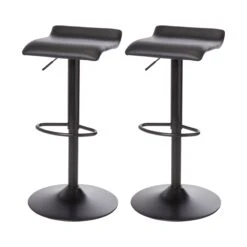 GoodHome Karonda Black Adjustable Swivel Bar Stool, Pack Of 2