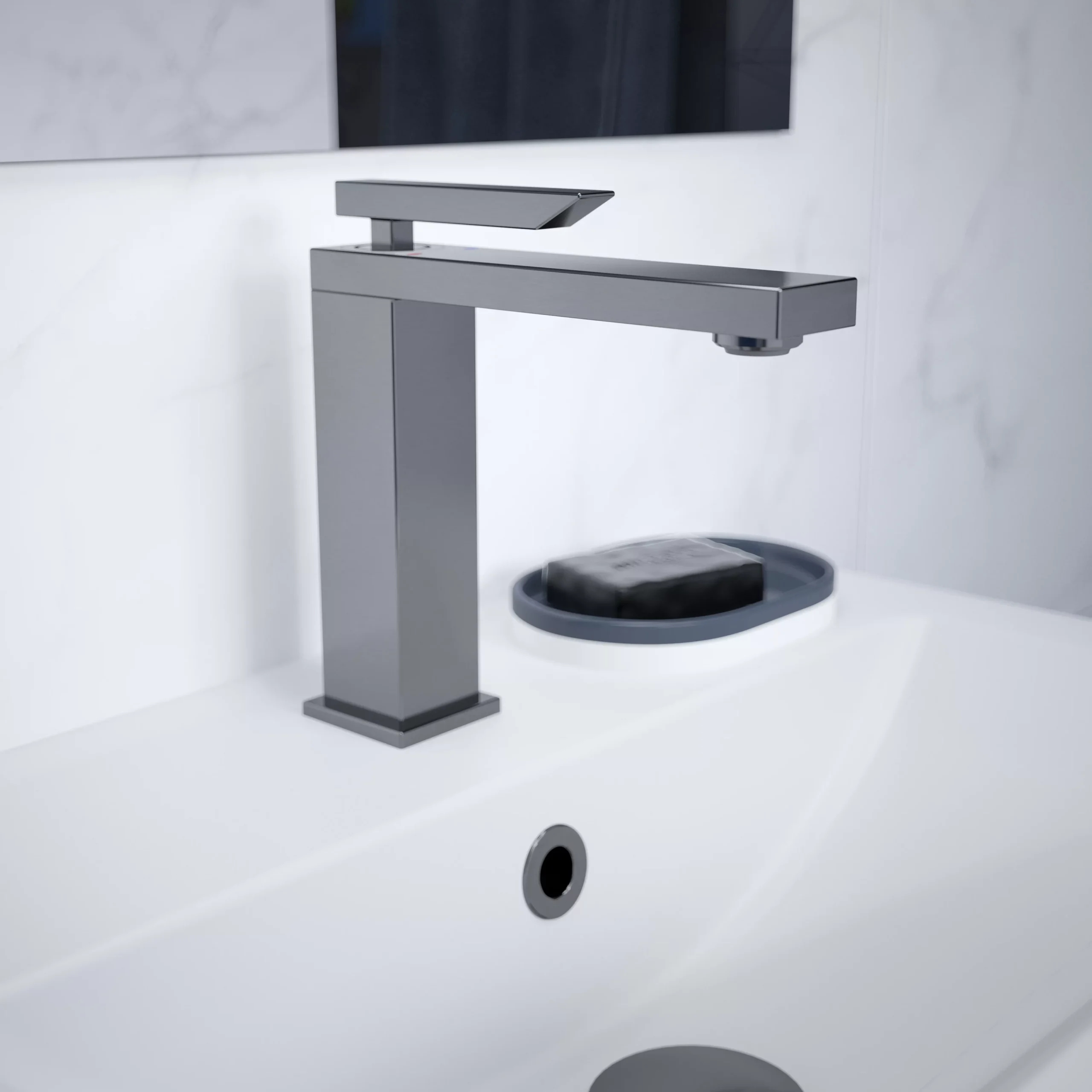 GoodHome Kolima Chrome Medium Square Deck-mounted Manual Basin Mono Mixer Tap - Image 7