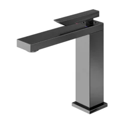 GoodHome Kolima Titanium Medium Square Deck-mounted Manual Basin Mono Mixer Tap