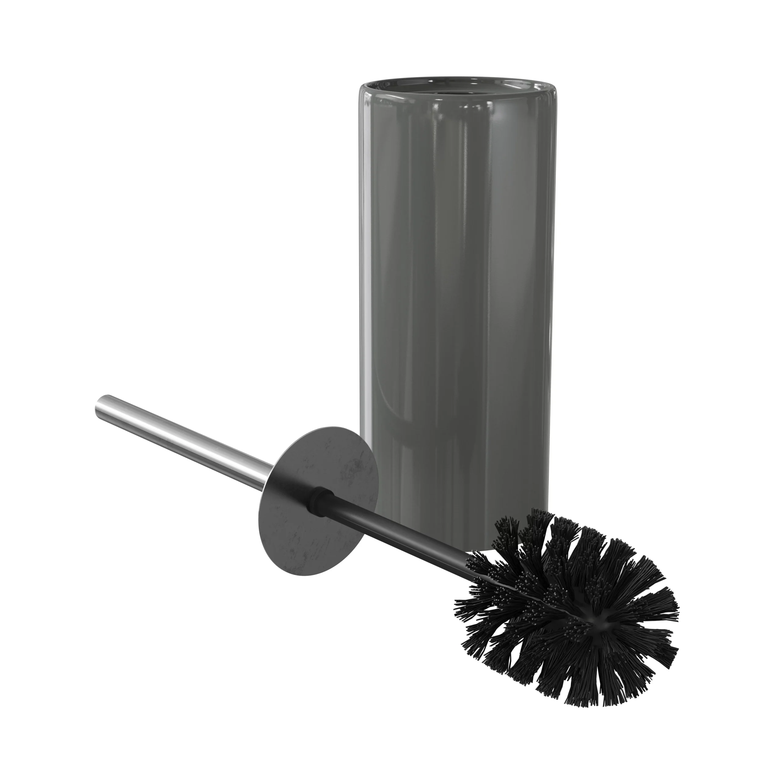 GoodHome Koros Anthracite Ceramic, Polypropylene (PP) & Stainless Steel Toilet Brush & Holder - Image 2