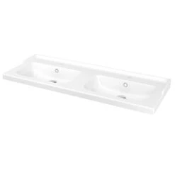 GoodHome Lana White Counter-mounted Counter Top Basin (W)120.4cm