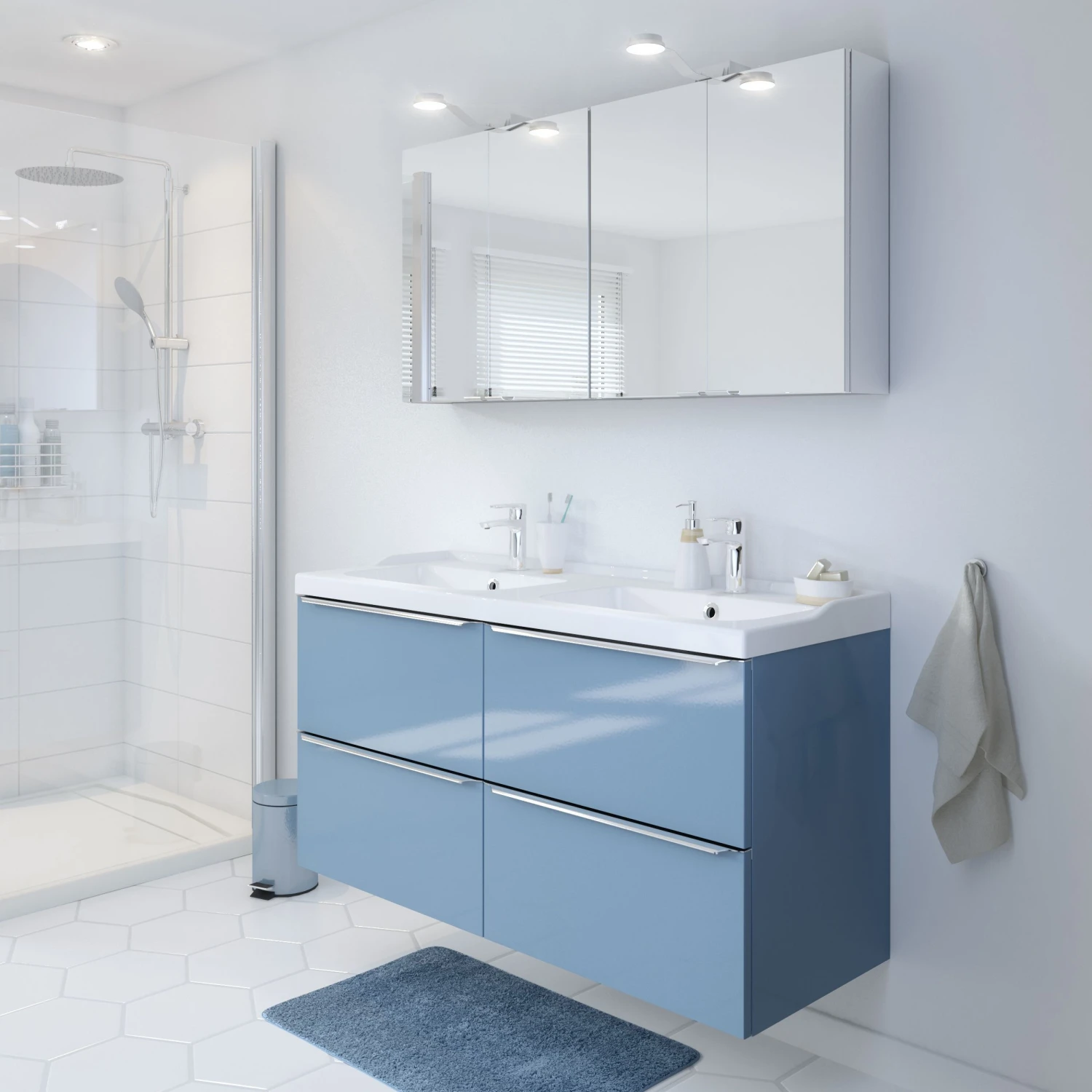 GoodHome Lana White Counter-mounted Counter Top Basin (W)120.4cm - Image 3