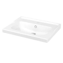 GoodHome Lana White Rectangular Counter-mounted Counter Top Basin (W)60cm