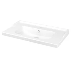 GoodHome Lana White Rectangular Counter-mounted Counter Top Basin (W)80.4cm