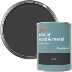 GoodHome Liberty Black Gloss Metal & Wood Paint, 750ml