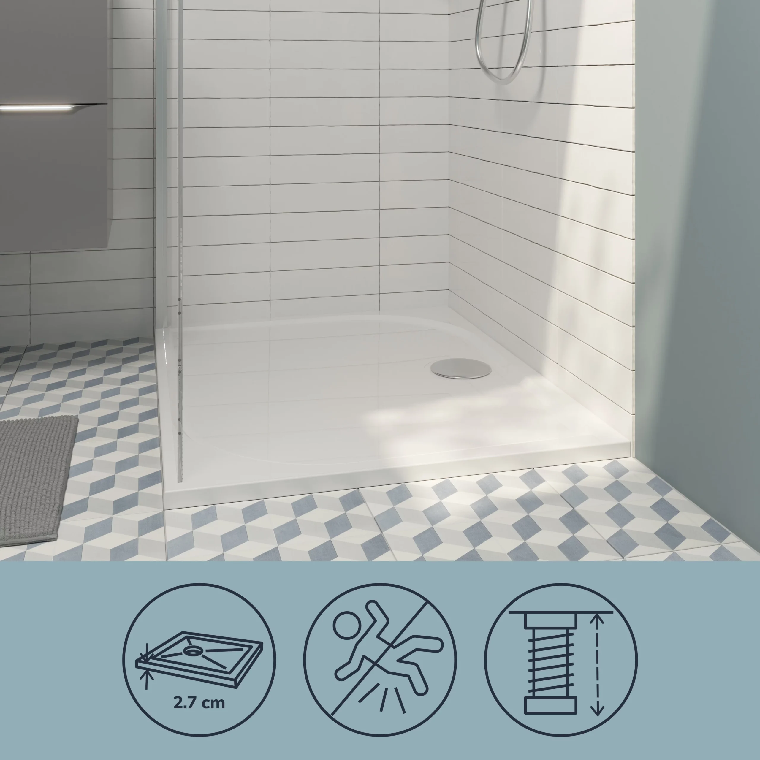 GoodHome Limski Rectangular Shower Tray (L)800mm (W)1400mm (H)28mm - Image 7