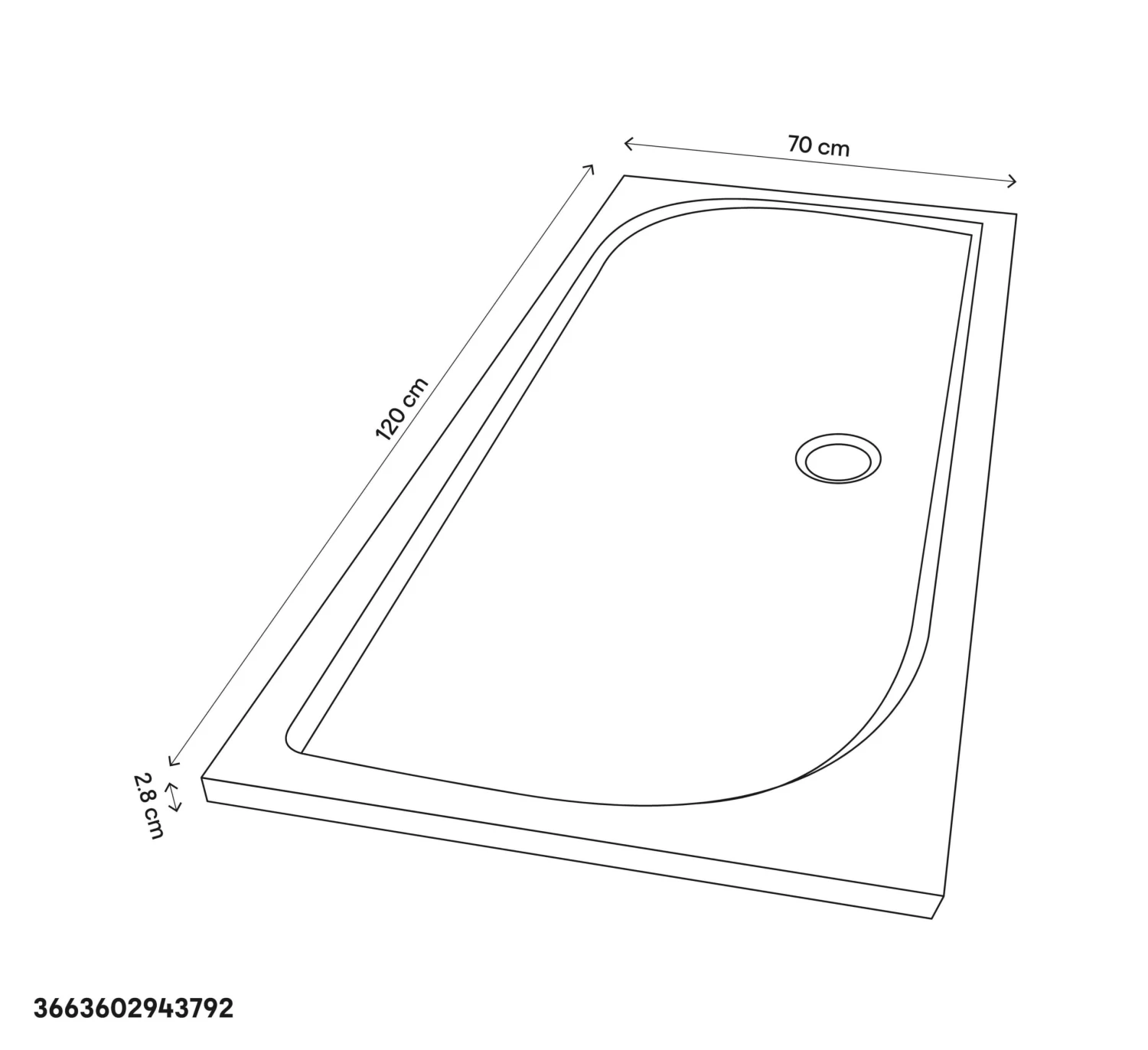 GoodHome Limsky Rectangular Shower Tray (L)700mm (W)1200mm (H)28mm - Image 5